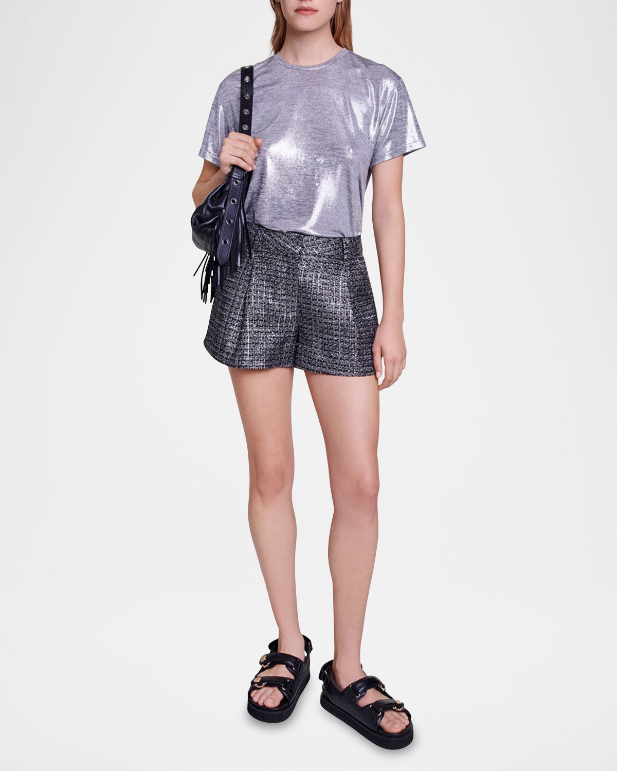 Maje Metallic Crewneck T-Shirt