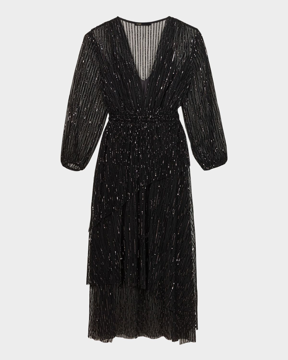 Maje Reota Sequined Asymmetric Midi Dress