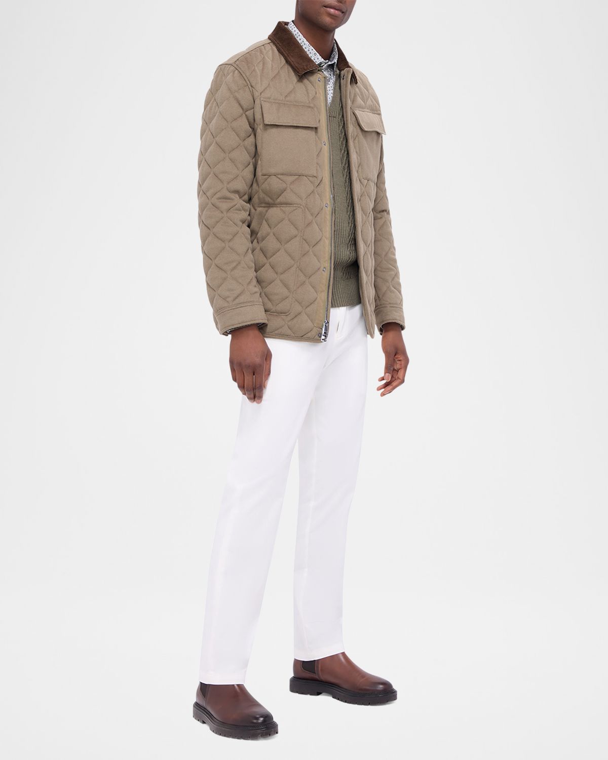 Bugatchi Men 's Concealed-Zip Quilted Jacket