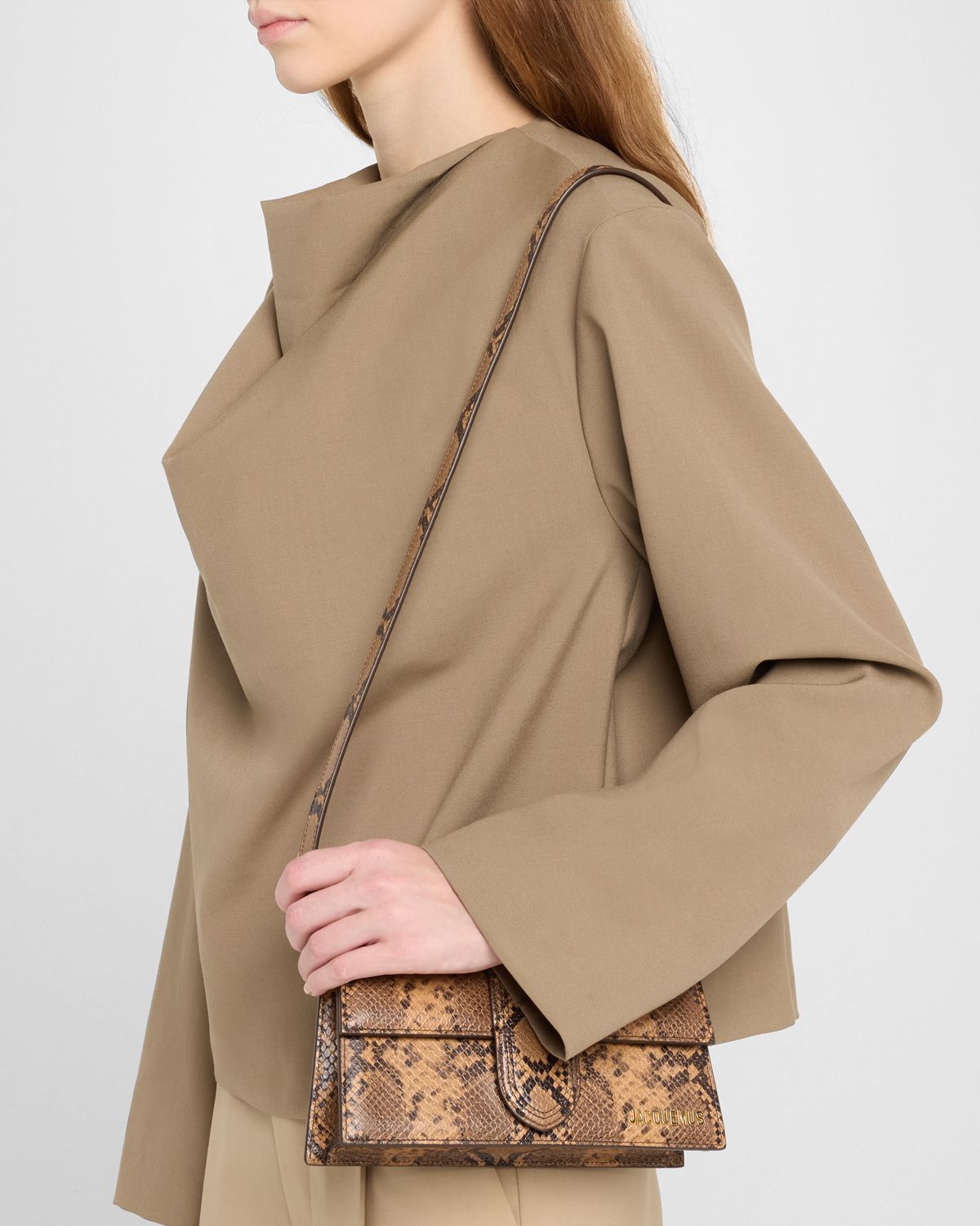 Jacquemus Le Grand Bambino Snakeskin-Print Crossbody Bag