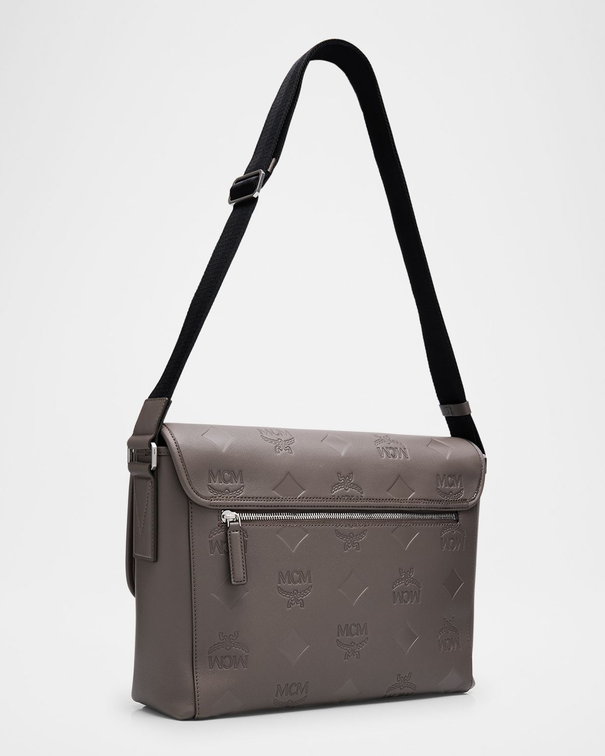 MCM Men 's Aren Monogram Leather Crossbody Bag