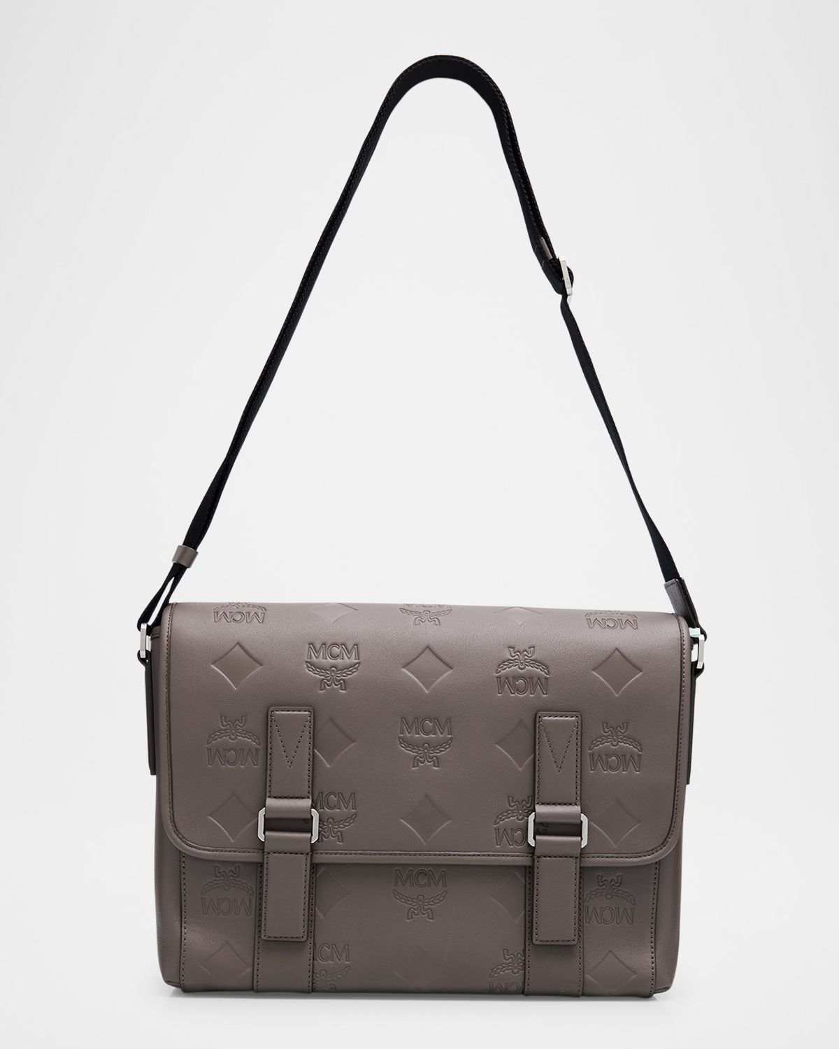 MCM Men 's Aren Monogram Leather Crossbody Bag