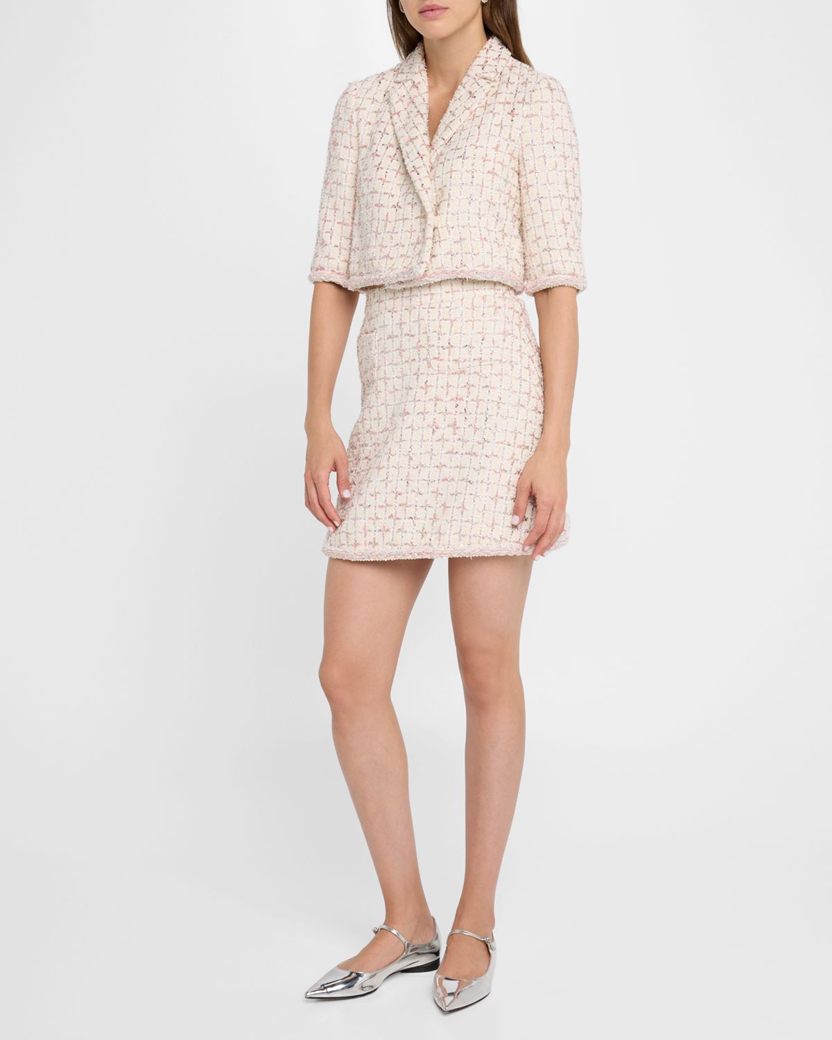 Giambattista Valli Metallic Eyelash Tweed Crop Jacket