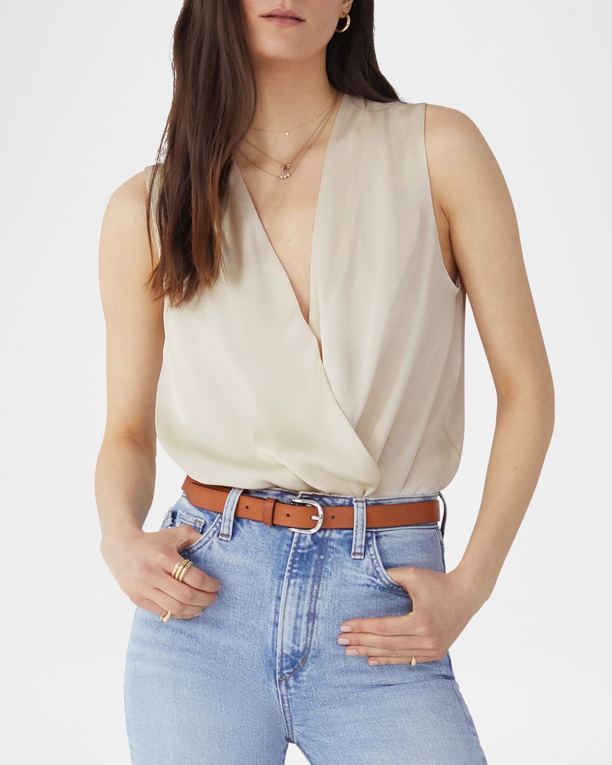 Favorite Daughter The Sleeveless Date Satin Bodysuit