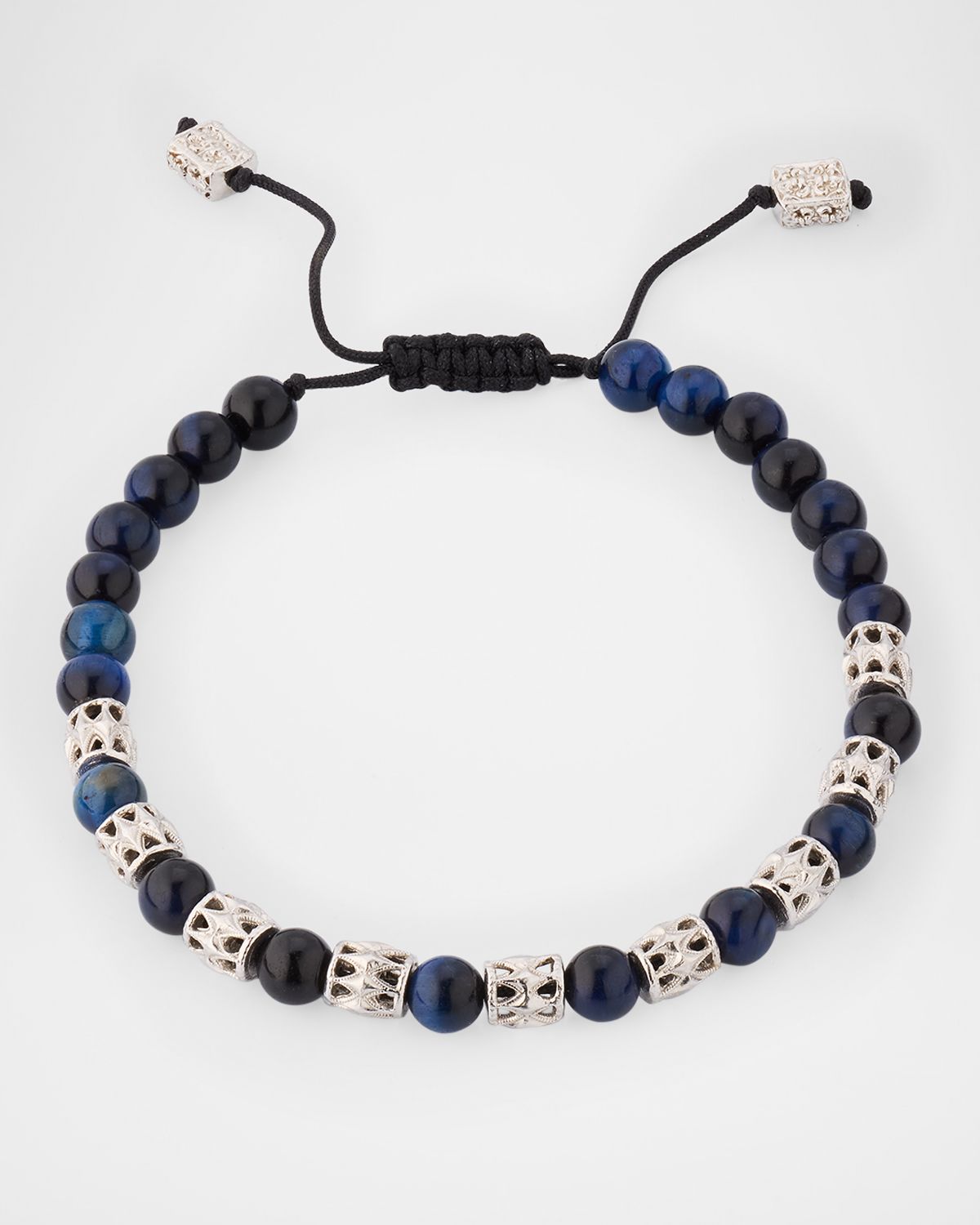 Armenta Men 's Lapis and Silver Beaded Bracelet