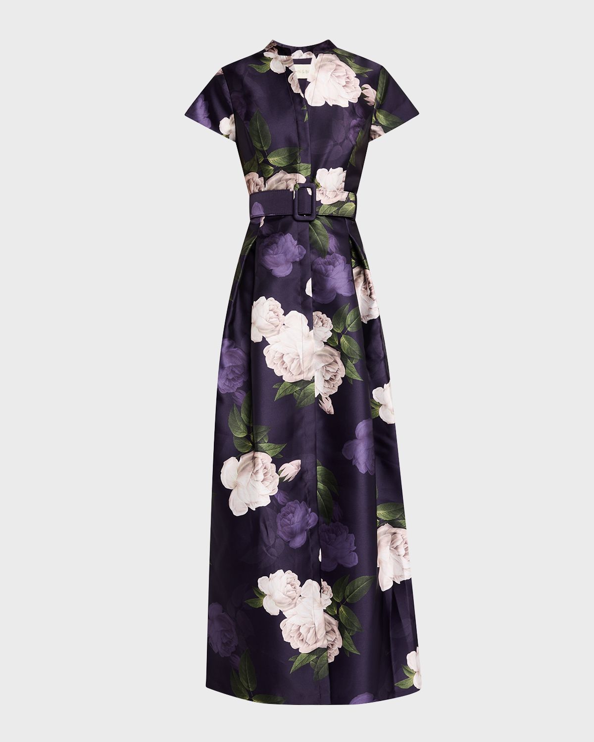 Sachin & Babi Marta Pleated Floral-Print Shirt Gown