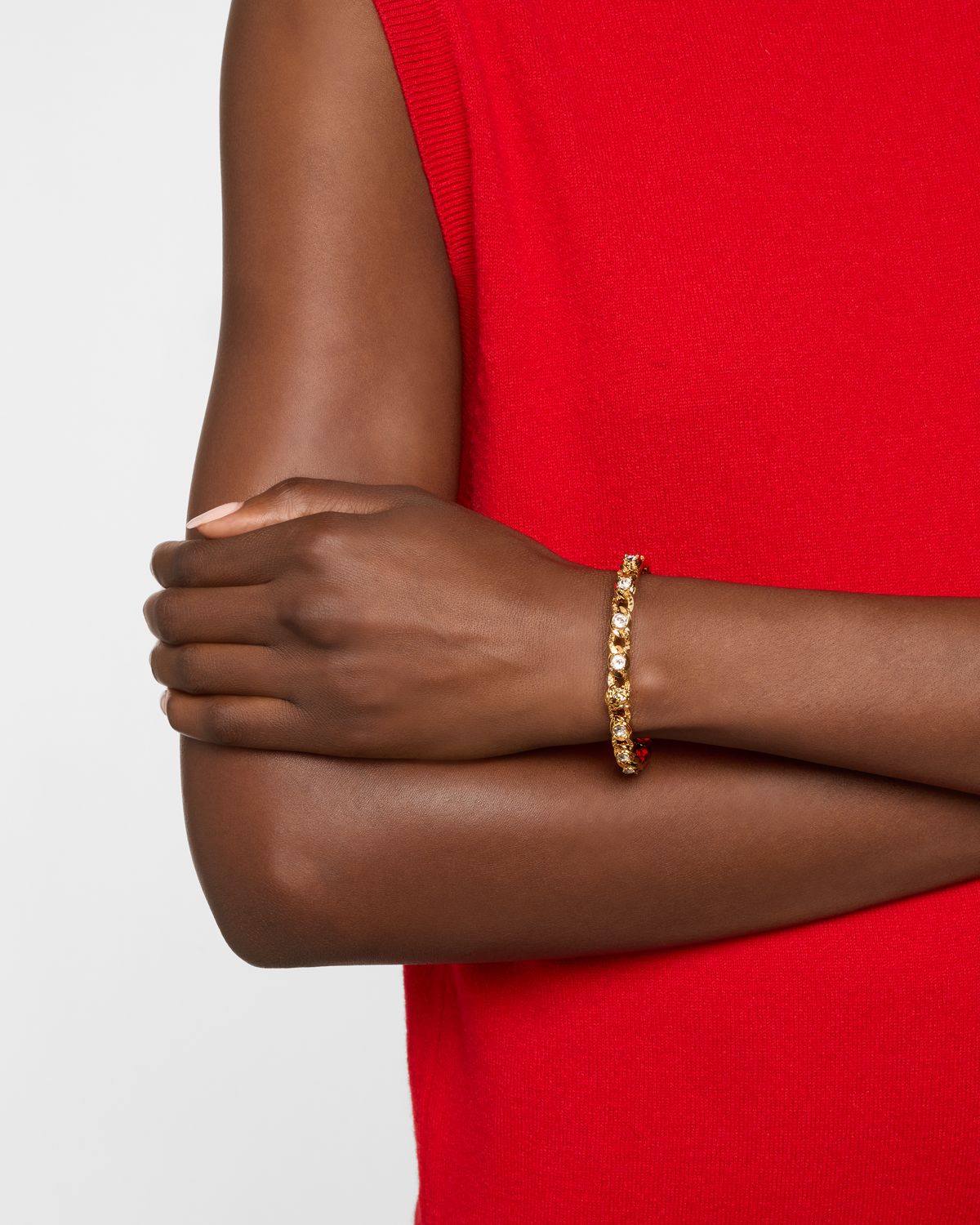 Versace Medusa and Crystal Curb-Link Cuff Bracelet