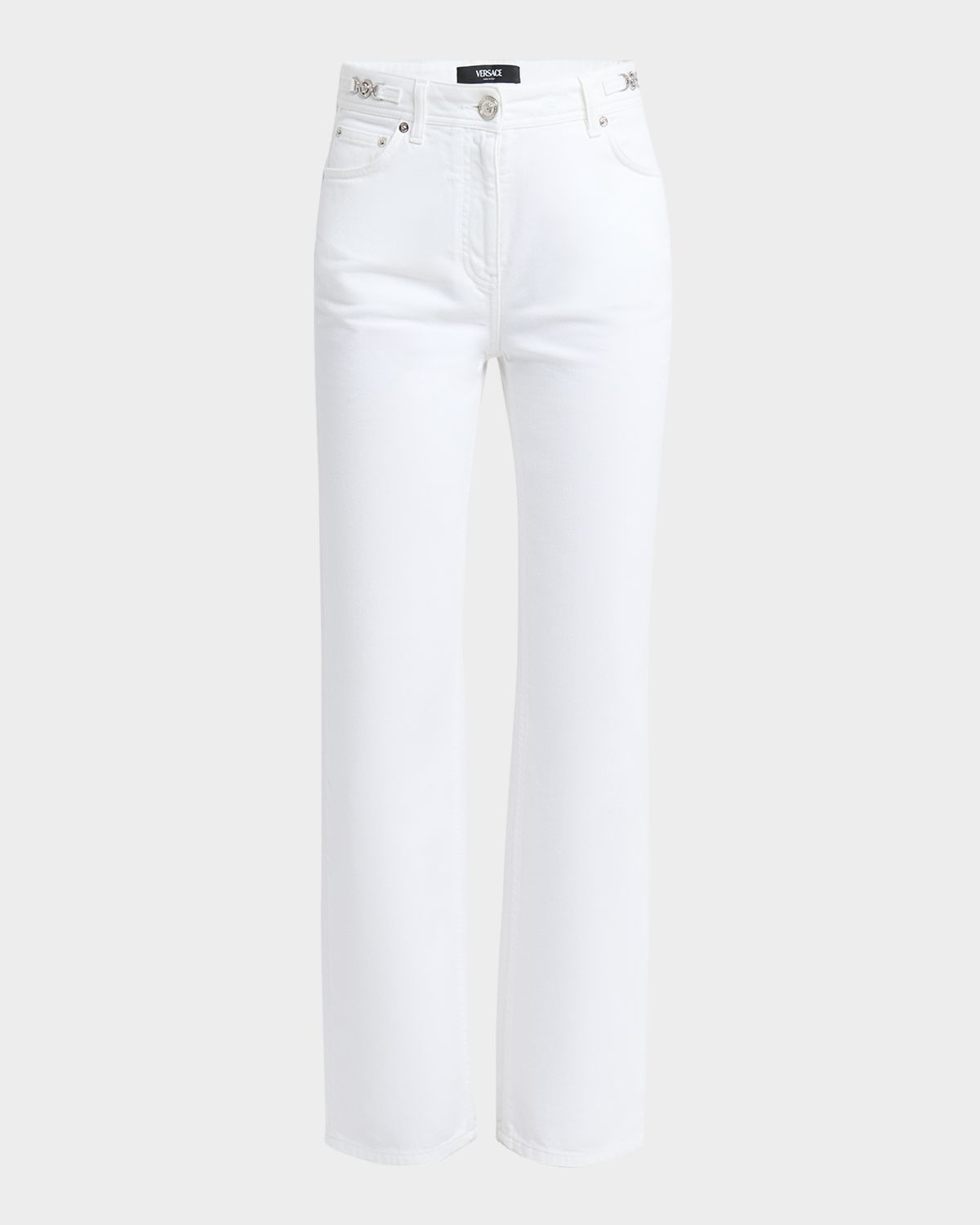 Versace White Washed Denim Straight-Leg Pants