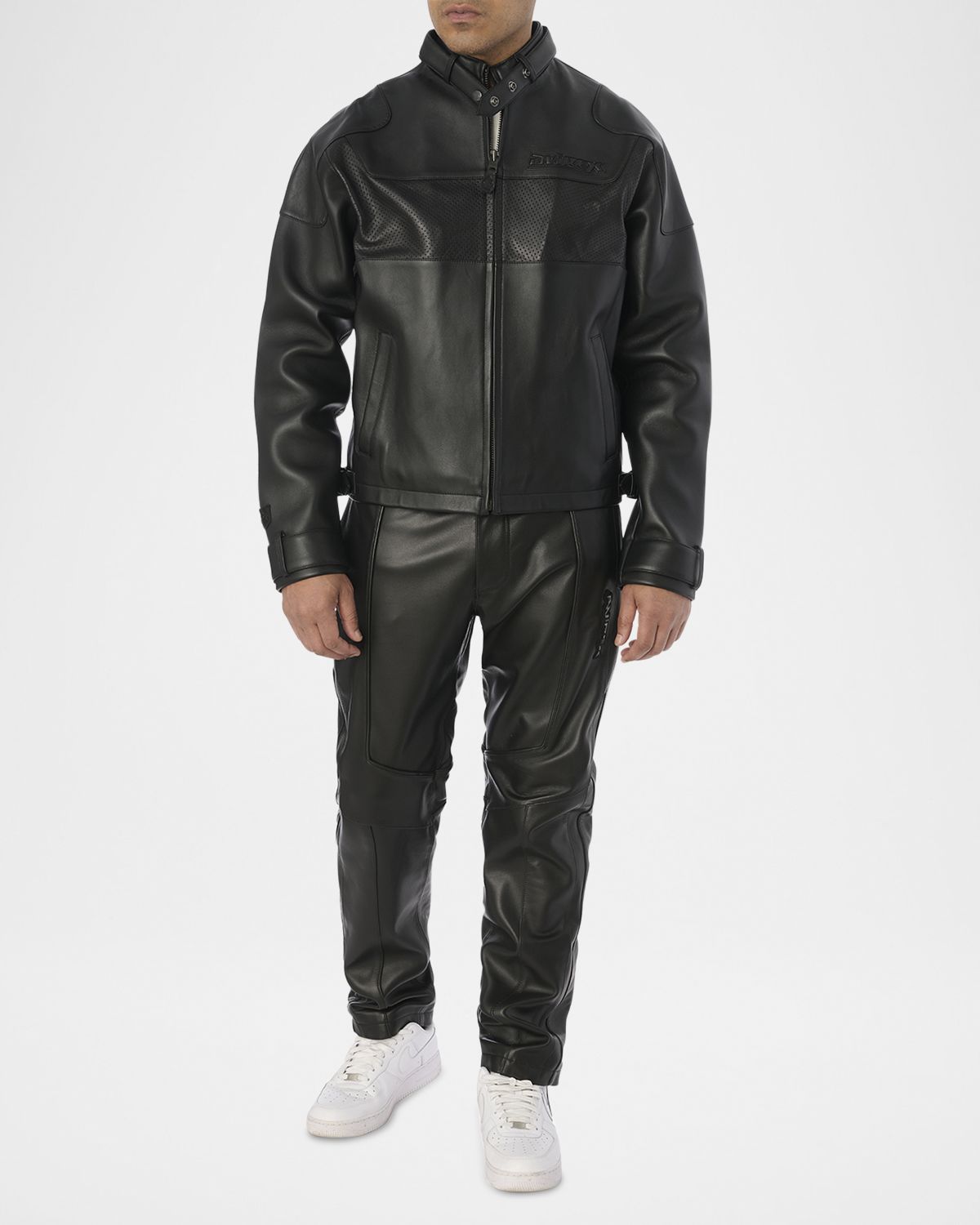 AVIREX Men 's Black-Out Leather Racing Jacket