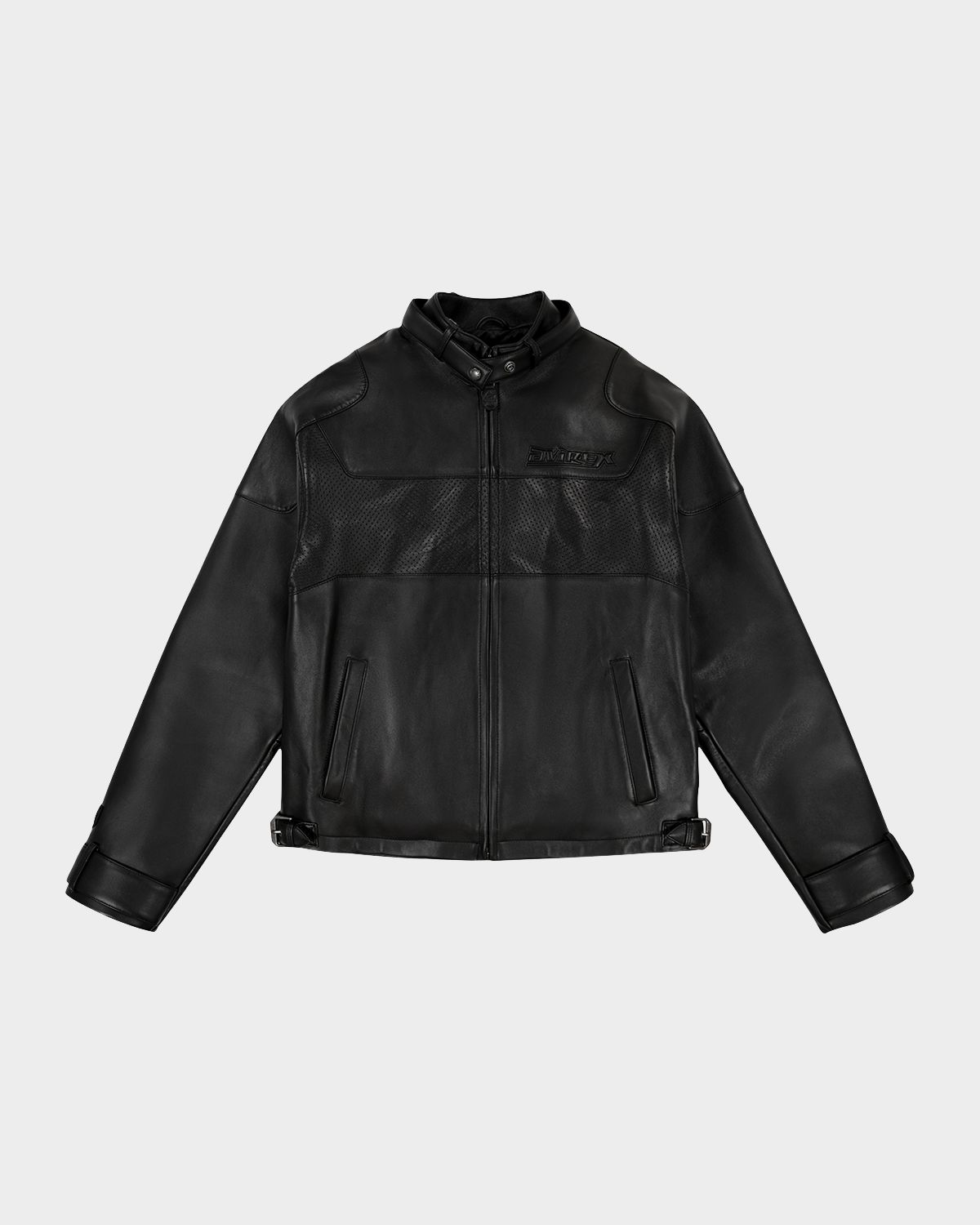 AVIREX Men 's Black-Out Leather Racing Jacket