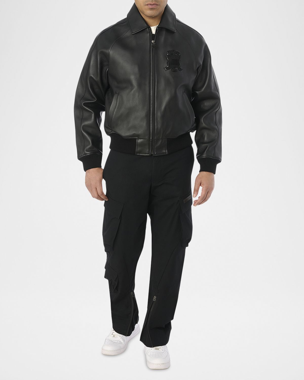 AVIREX Men 's Icon Leather Bomber Jacket