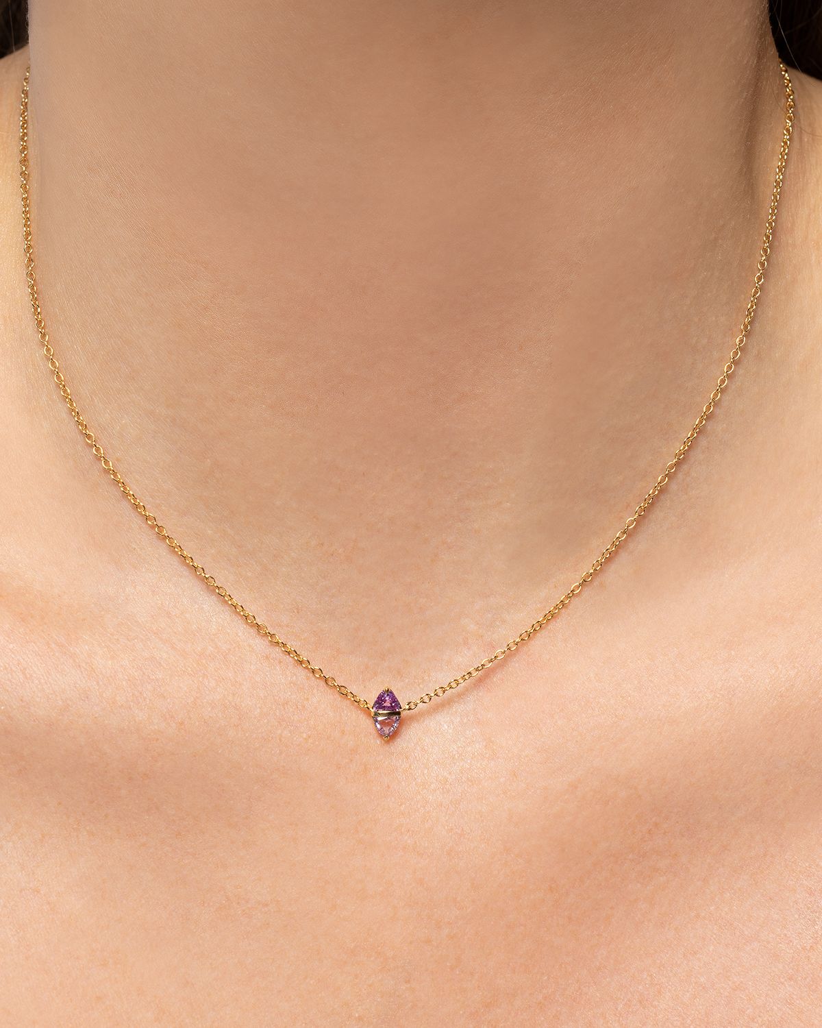 Emily P. Wheeler Tilly 18K Yellow Gold Two-Tone Pink Sapphire Necklace, 16"