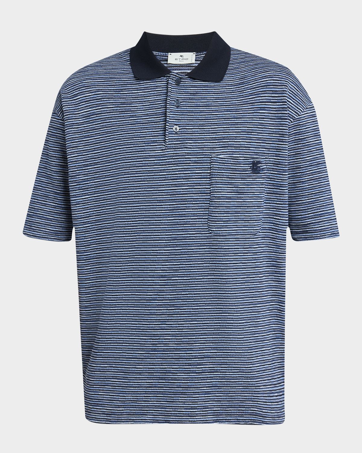 Etro Men 's Contrast-Collar Jersey Polo Shirt