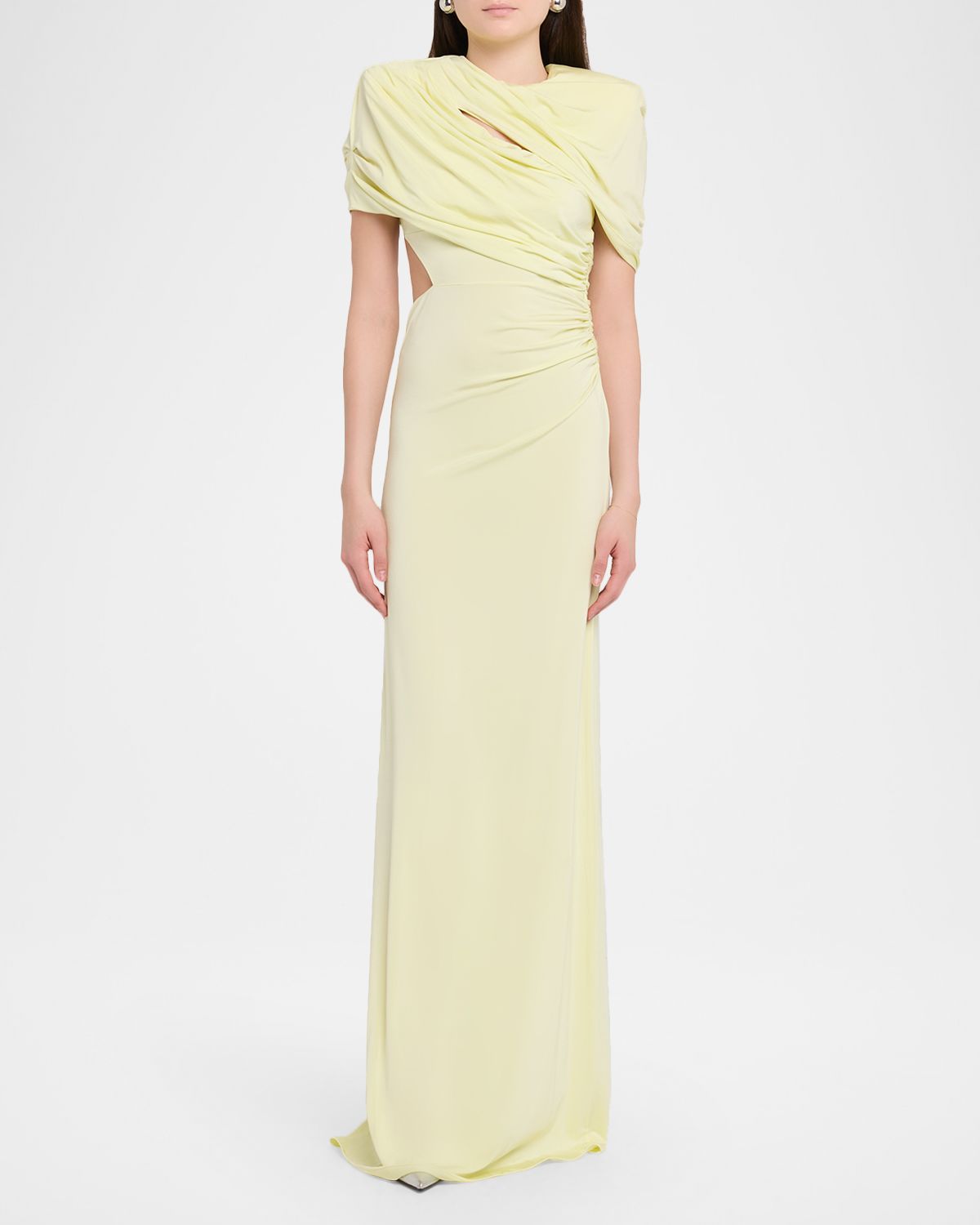Stella McCartney Long Draped Cape Cutout Gown