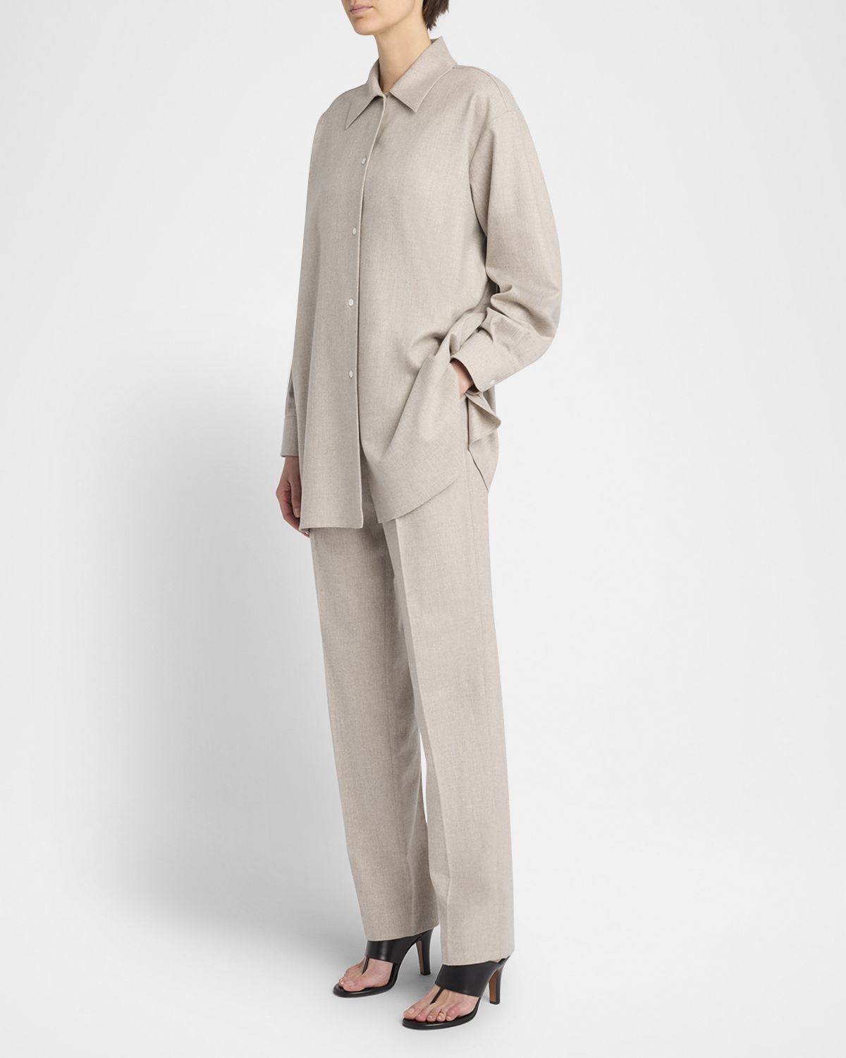 THE ROW Komako Button Down Wool Cashmere Blouse