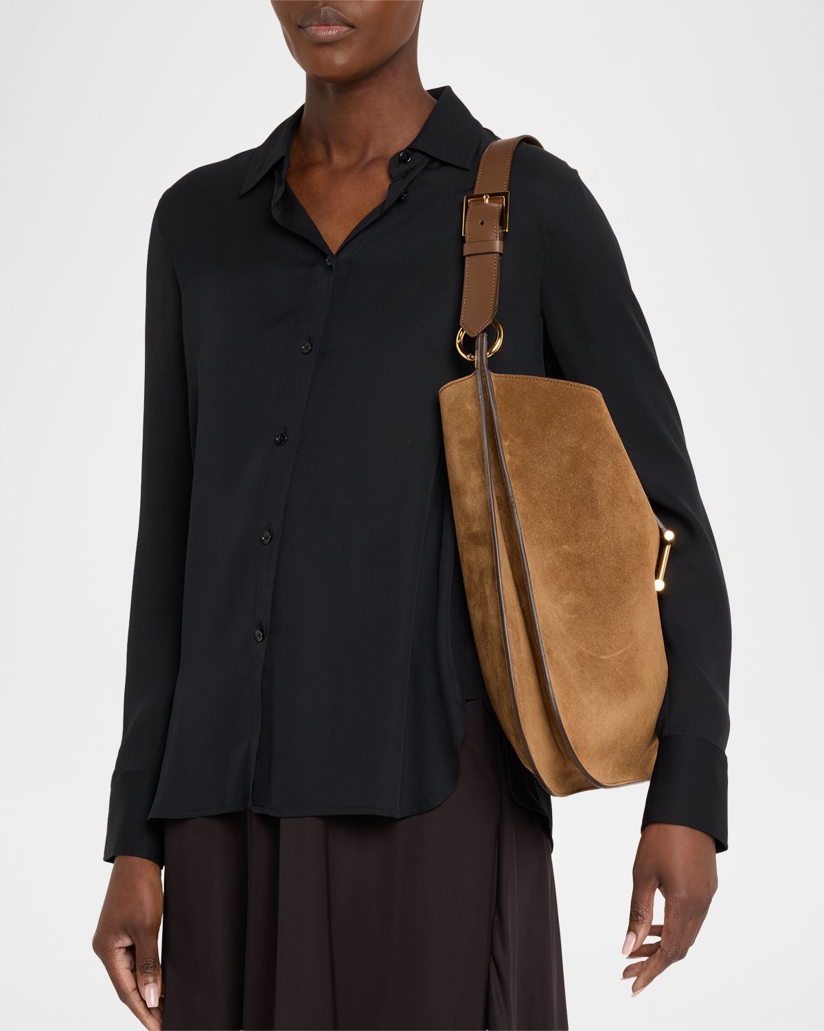 TOM FORD Tara Large Crossbody Bag in Suede and Leather | Thumbnail 6 TOM FORD Tara Large Crossbody Bag in Suede and Leather | Thumbnail 6