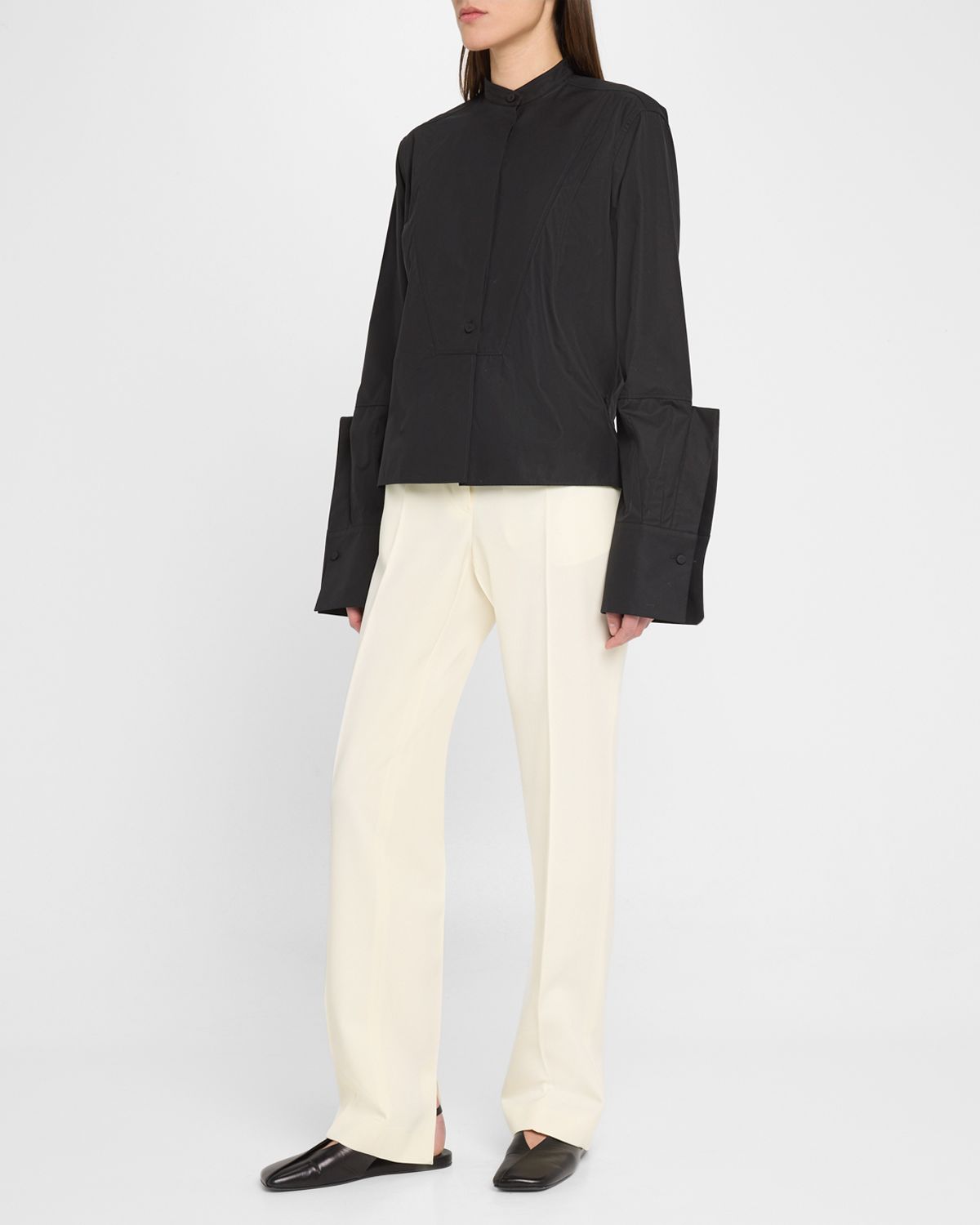 Jil Sander Slits-Hem Straight-Leg Wool Trousers