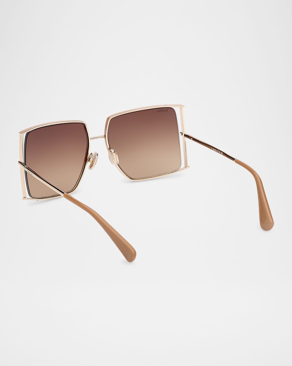 Max Mara Rectangle Logo Engraved Metal Sunglasses