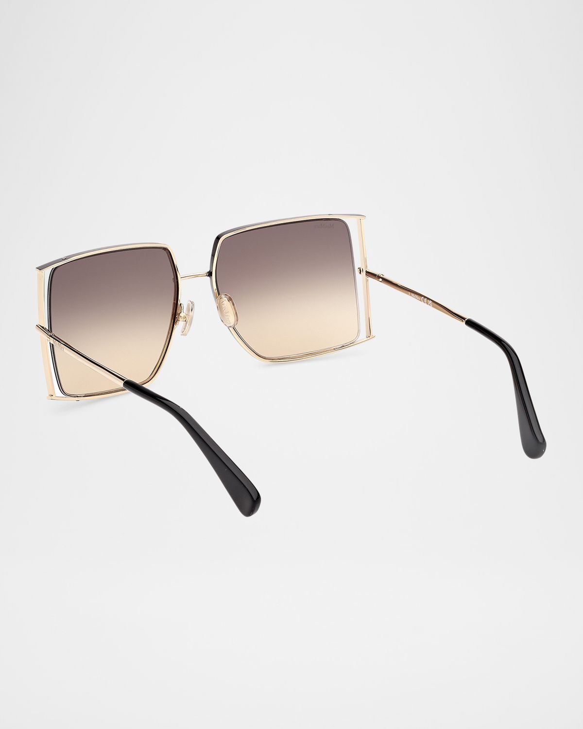 Max Mara Rectangle Logo Engraved Metal Sunglasses