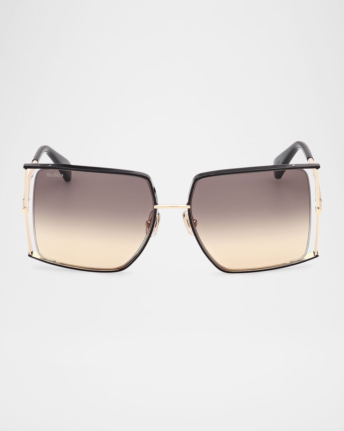 Max Mara Rectangle Logo Engraved Metal Sunglasses
