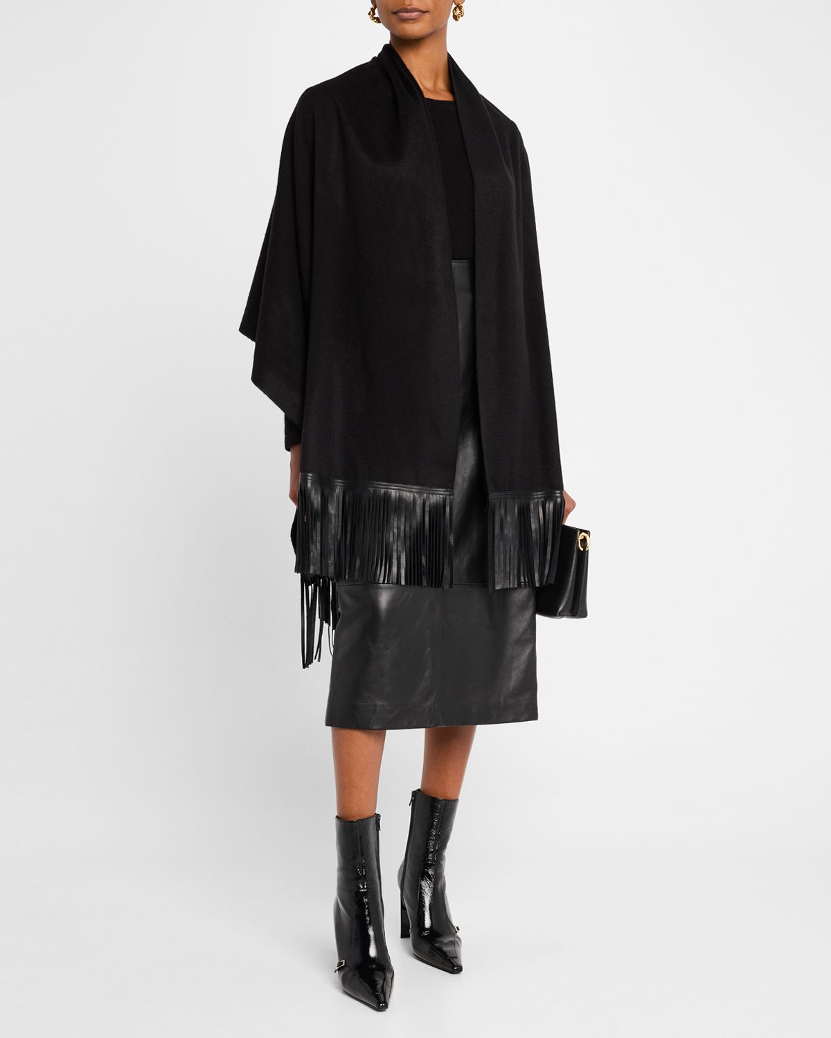 Sofia Cashmere Leather-Fringe Cashmere Wrap