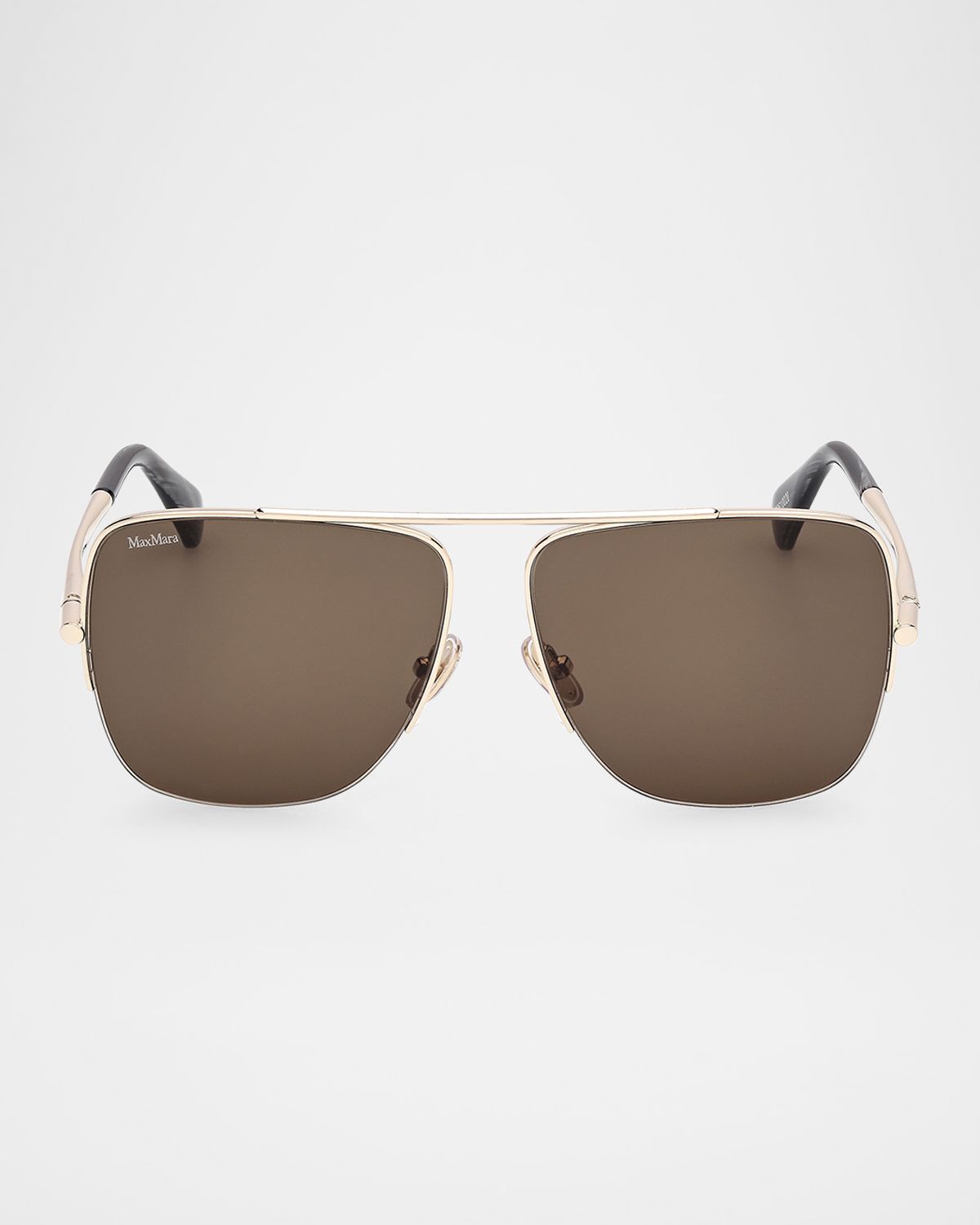 Max Mara Logo Engraved Metal Aviator Sunglasses