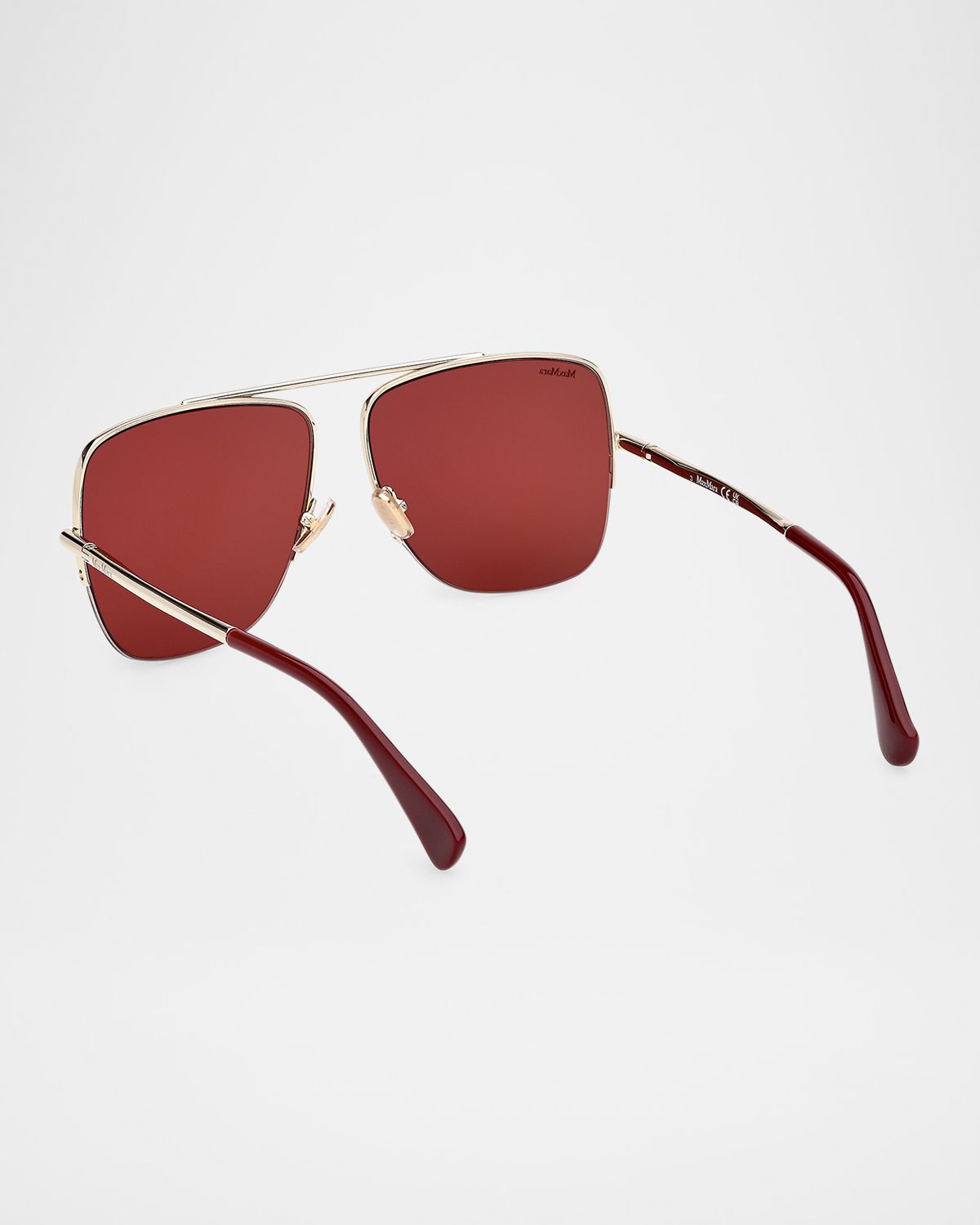 Max Mara Logo Engraved Metal Aviator Sunglasses