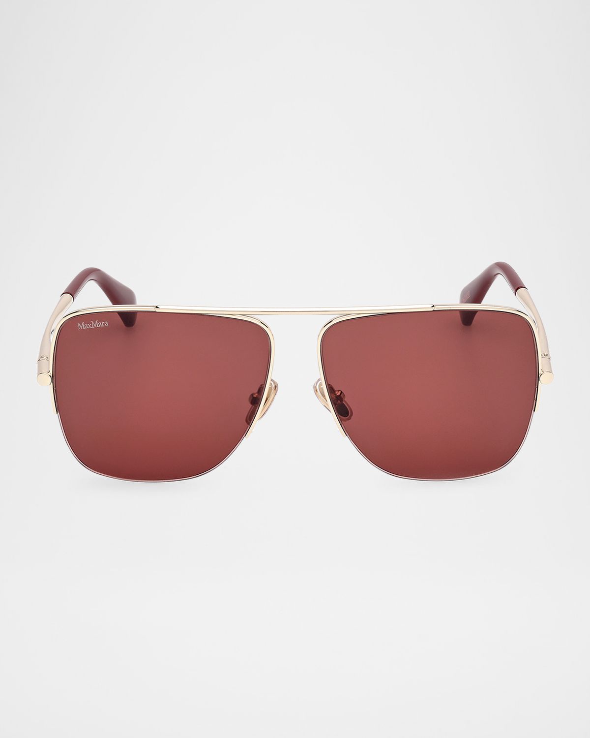 Max Mara Logo Engraved Metal Aviator Sunglasses