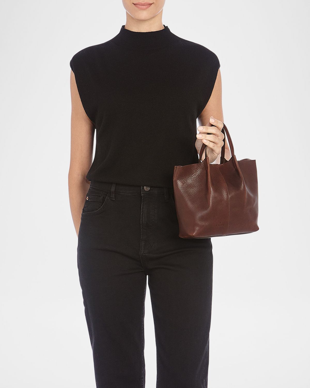 Il Bisonte Nina Small Pleated Leather Tote Bag
