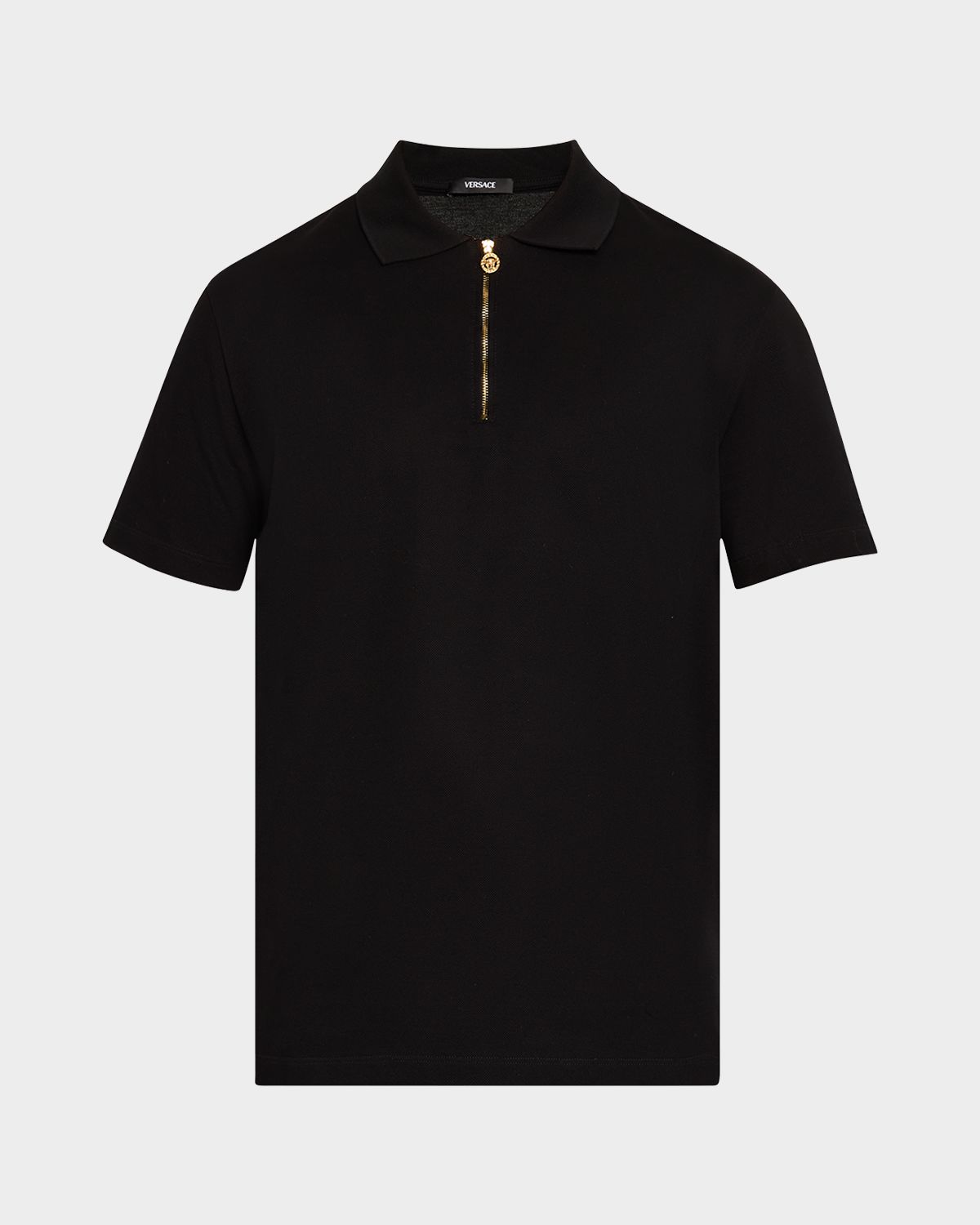 Versace Men 's Medusa Zip Pique Polo Shirt