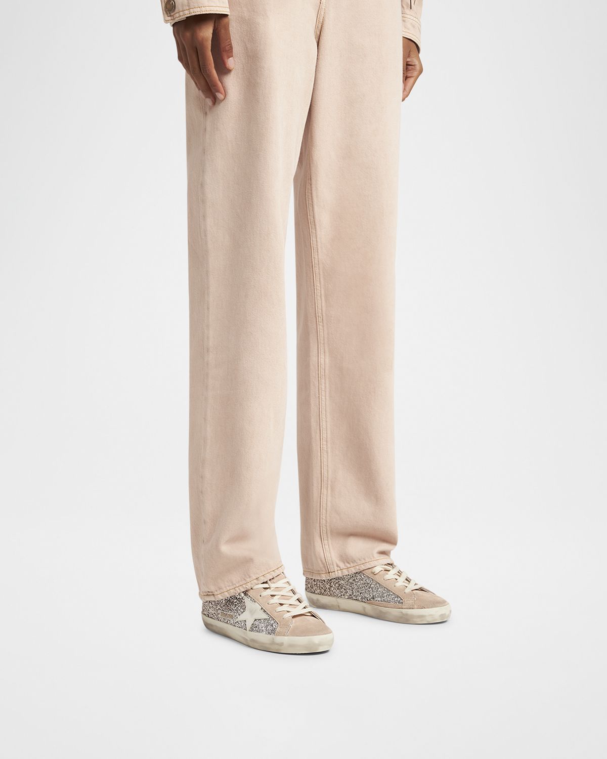 Golden Goose Super-Star Glitter Leather Low-Top Sneakers