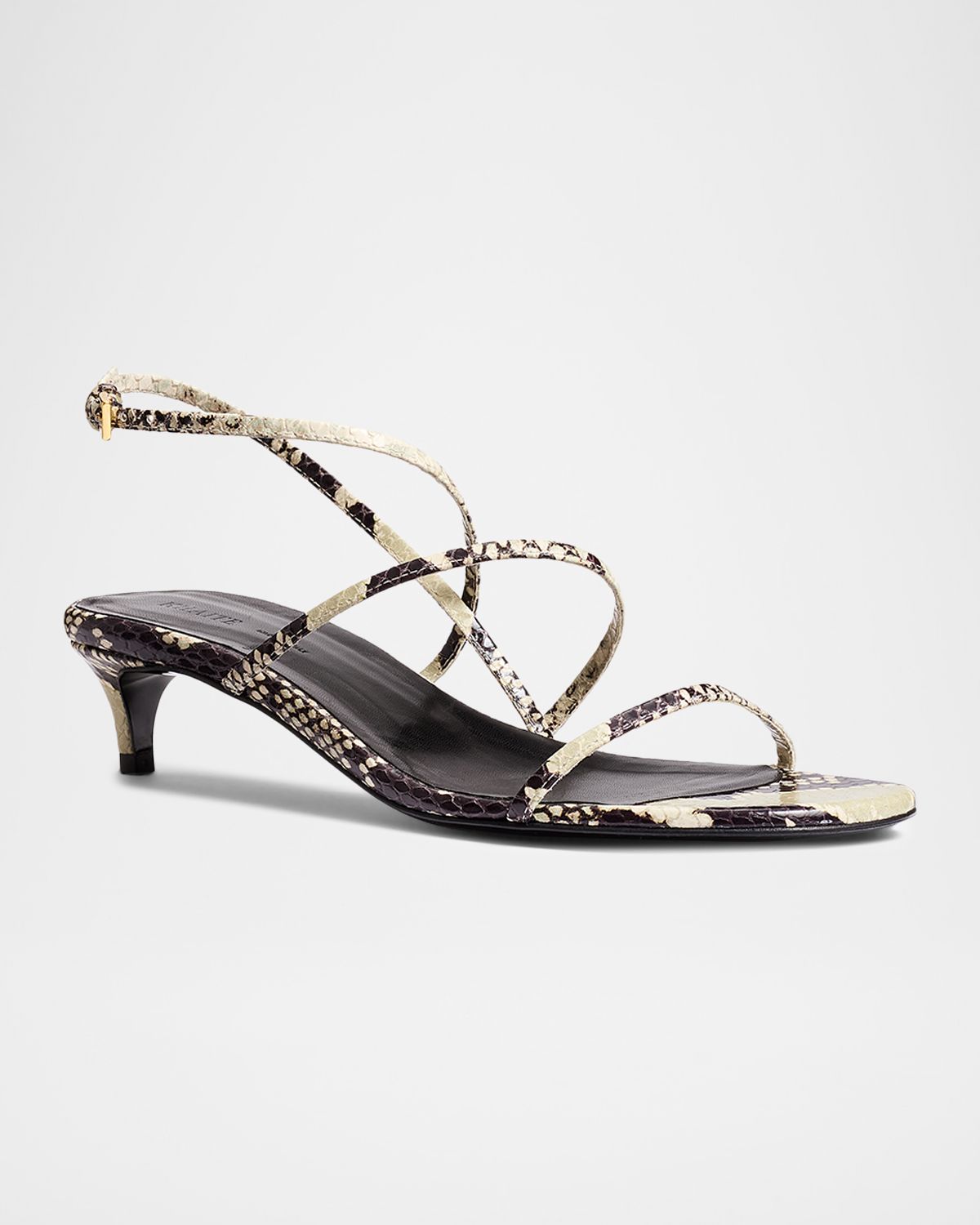 Khaite Strappy Python-Embossed Kitten Sandals