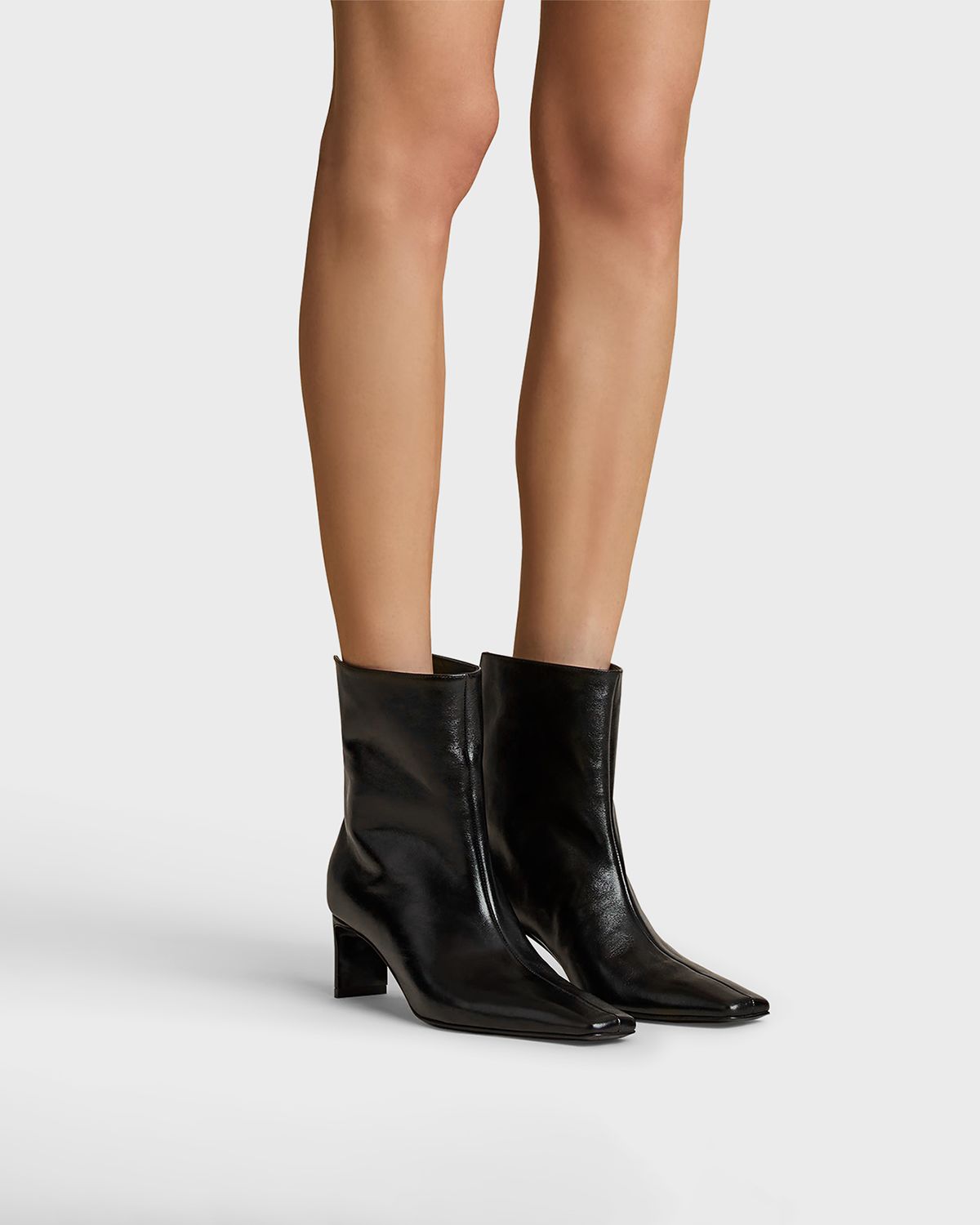 Khaite Ona Leather Stiletto Ankle Boots