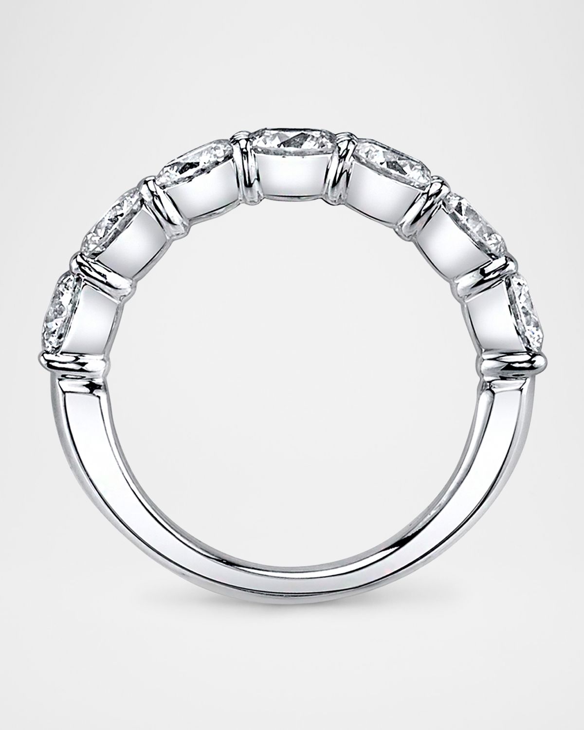 Neiman Marcus Diamonds Platinum Round White Diamond Buttercup Band Ring, 3.50tcw