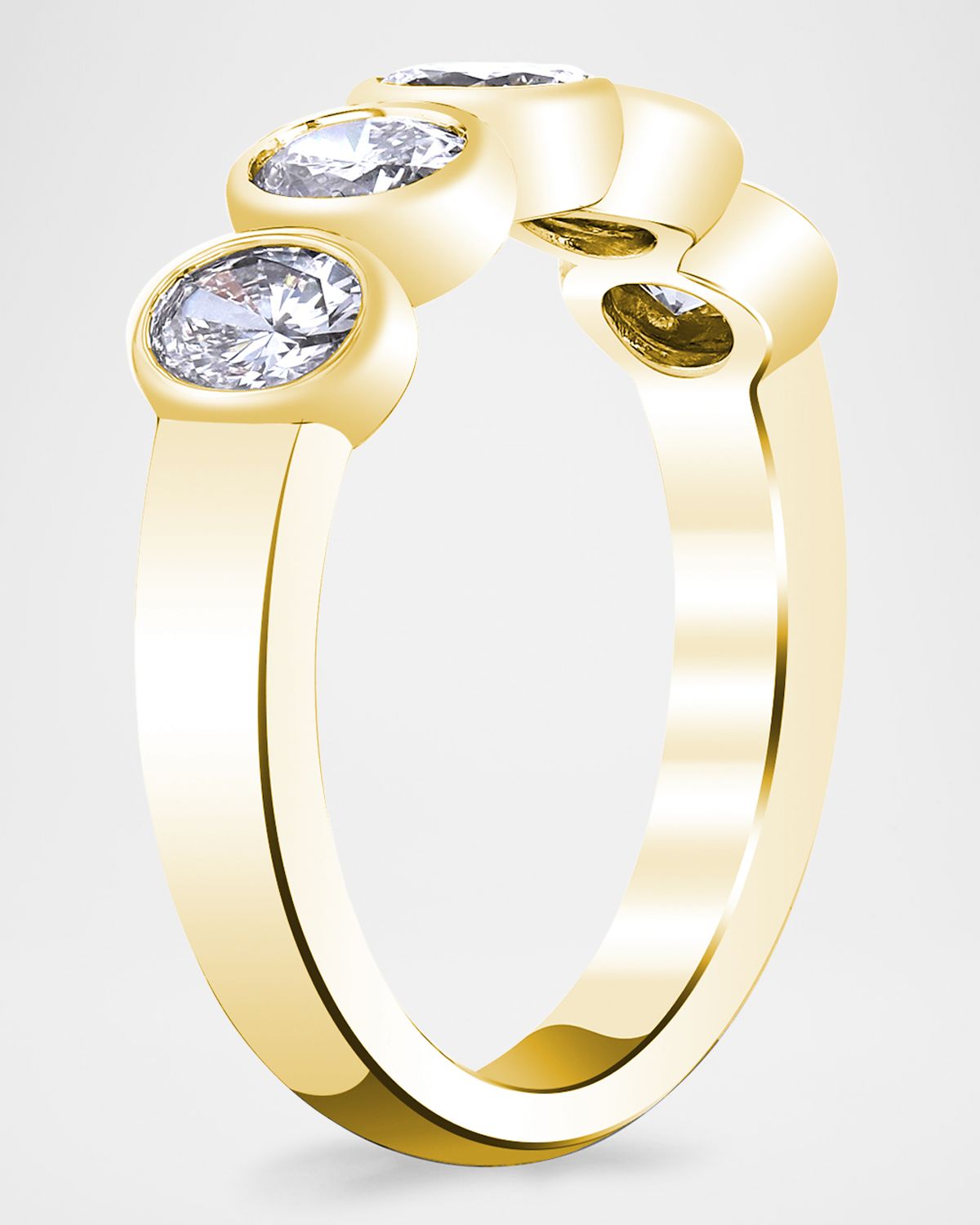 Neiman Marcus Diamonds x Christina Adamo 18K Gold 5-Stone Oval Diamond Bezel-Set Band Ring, 1.25tcw