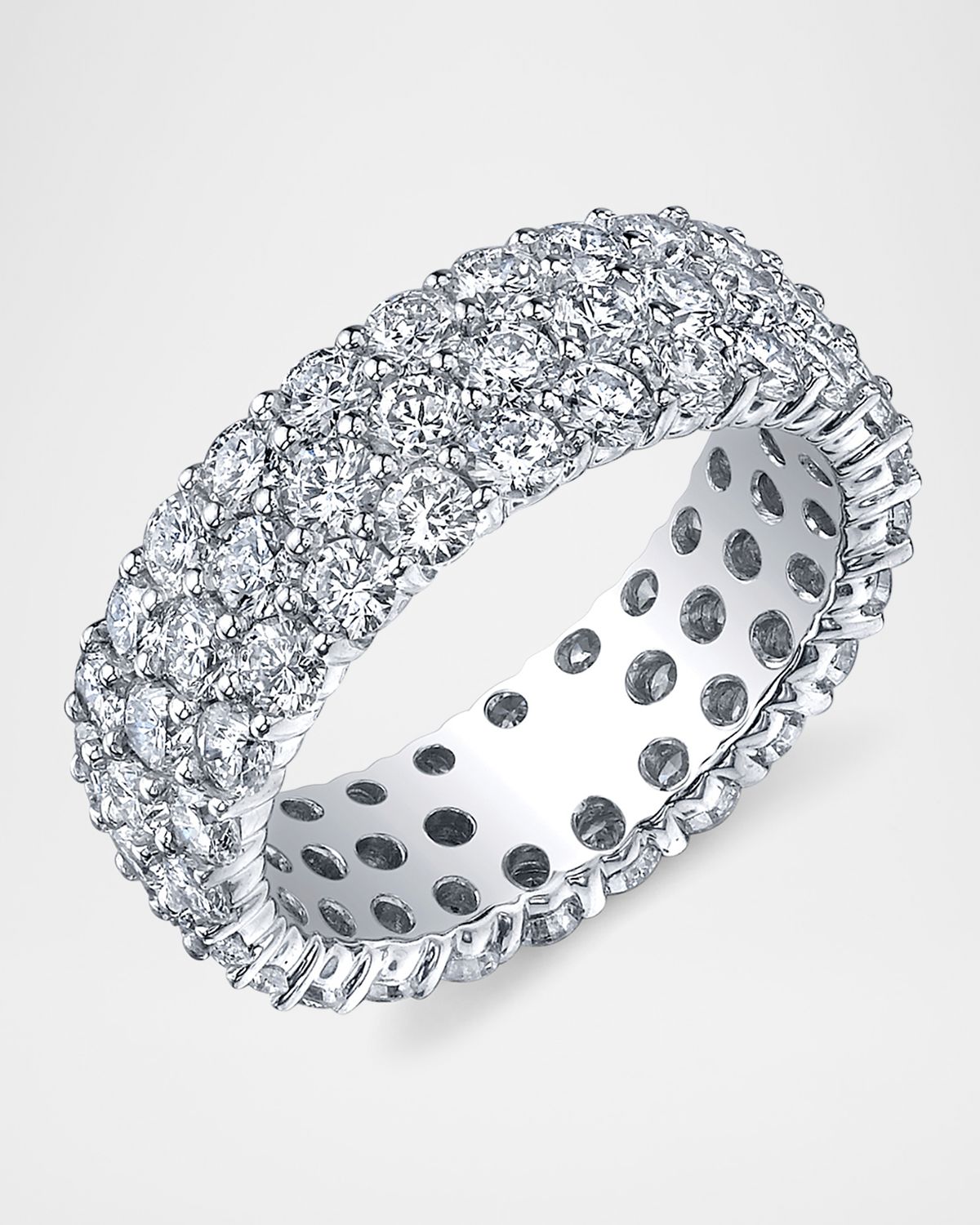 Neiman Marcus Diamonds x Danielle Klein Platinum 3-Row Diamond Prong-Set Eternity Band Ring, 4.3tcw