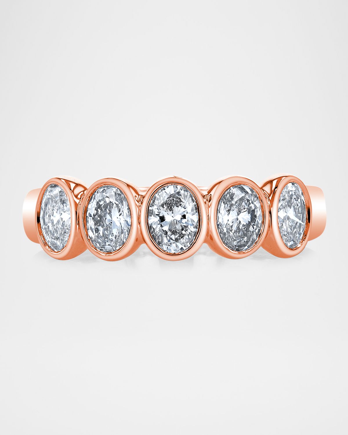 Neiman Marcus Diamonds x Danielle Klein 18K Gold 5-Stone Oval Diamond Bezel-Set Band Ring, 2.00tcw