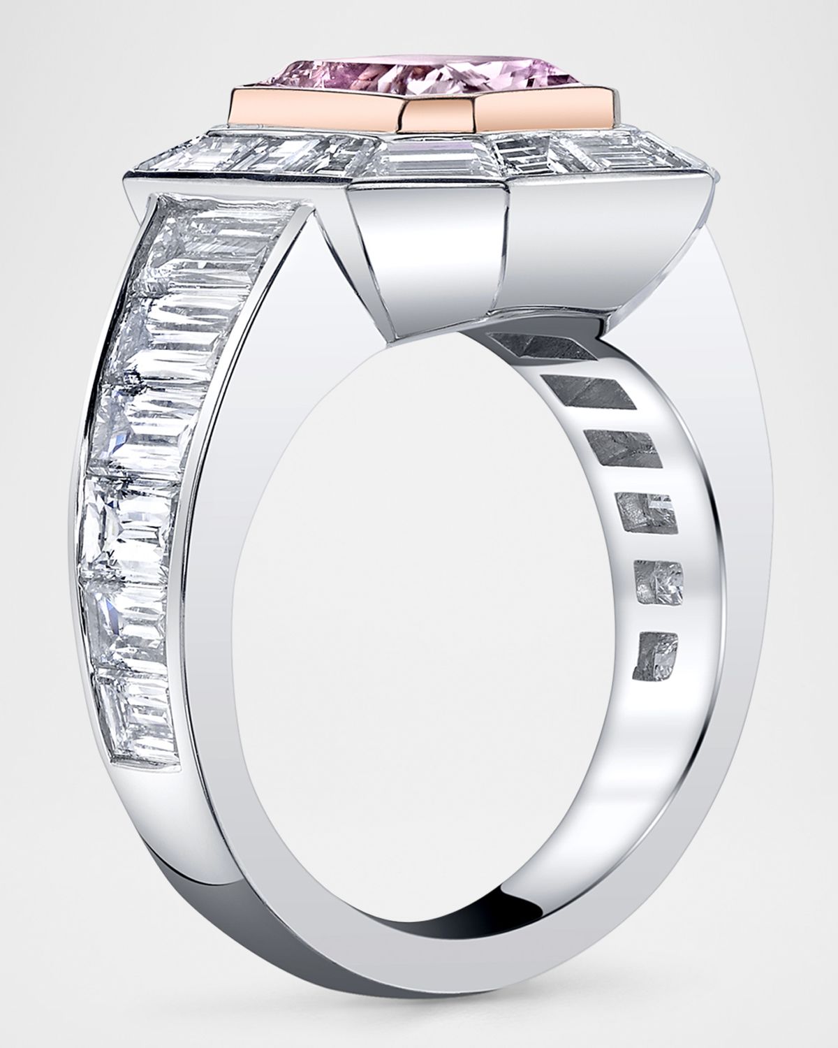 Neiman Marcus Diamonds Platinum and 18K Rose Gold Diamond Statement Ring, Size 6.5, 6.99tcw