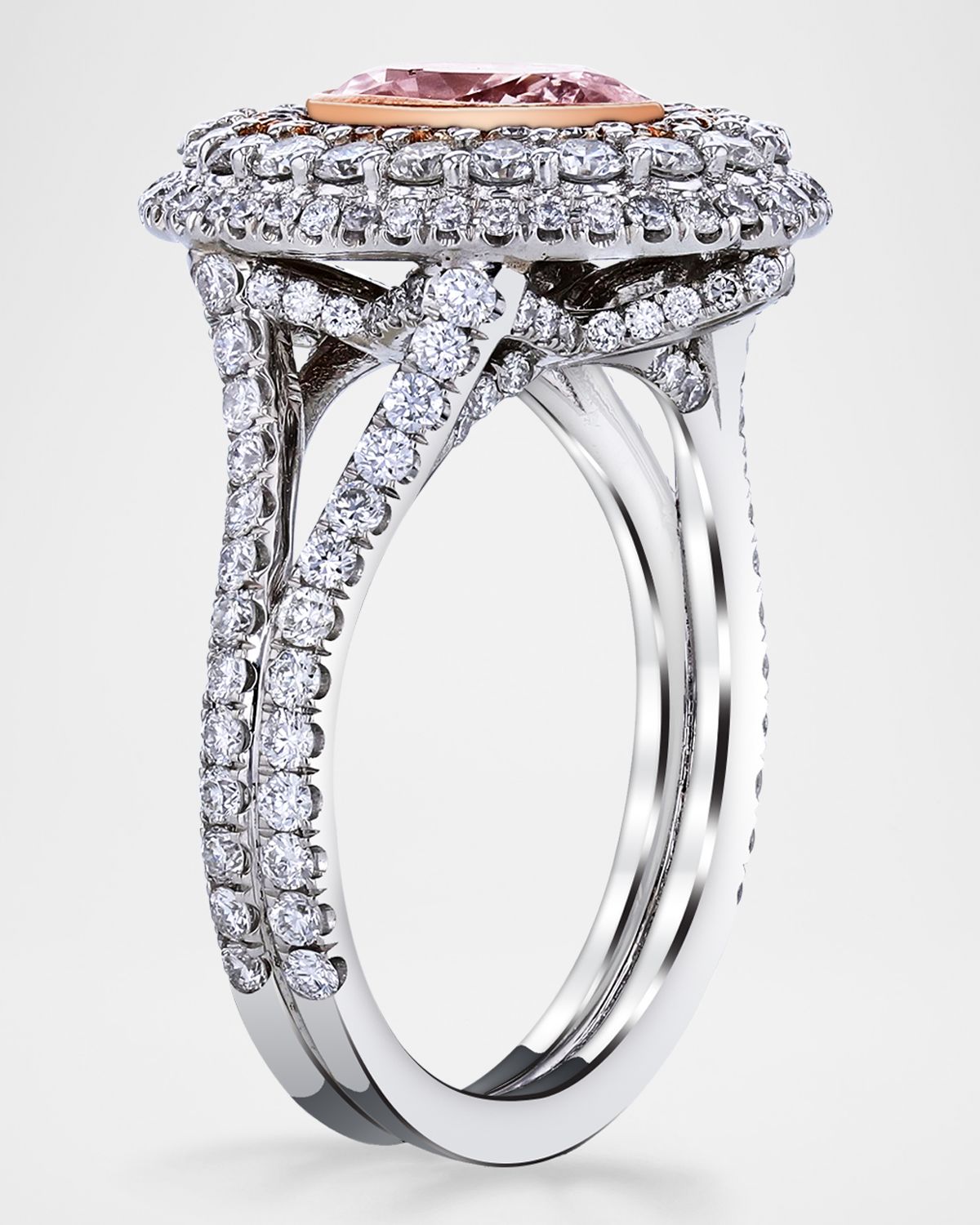 Neiman Marcus Diamonds Platinum and 18K Rose Gold Diamond Statement Ring, Size 6.5, 2.18tcw