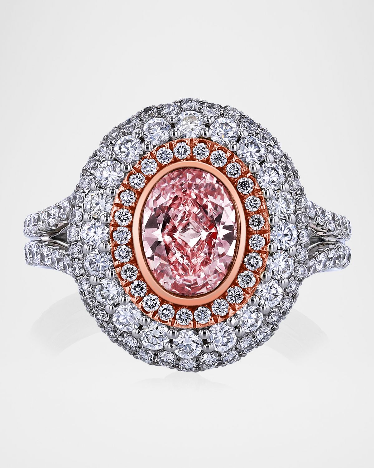 Neiman Marcus Diamonds Platinum and 18K Rose Gold Diamond Statement Ring, Size 6.5, 2.18tcw