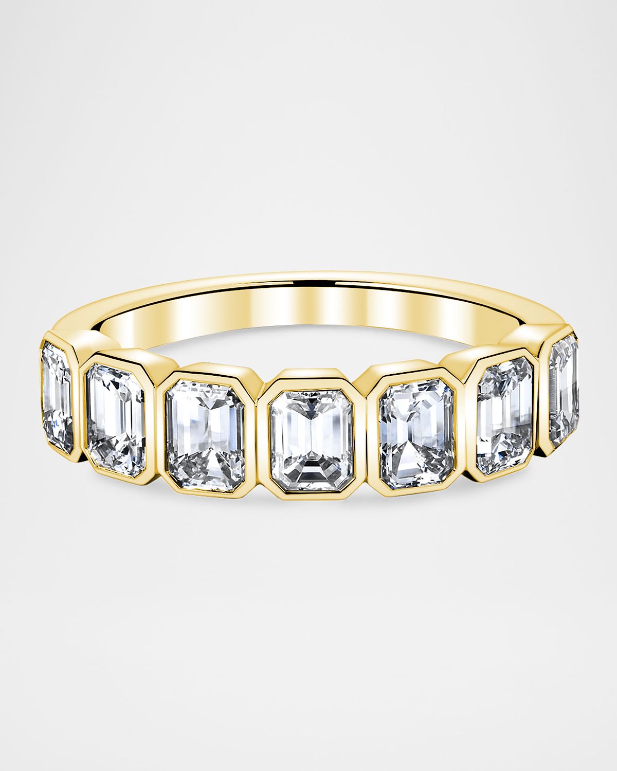 Neiman Marcus Diamonds 18K Gold 7-Stone Emerald-Cut Bezel Set Diamond Band Ring, 2.80tcw