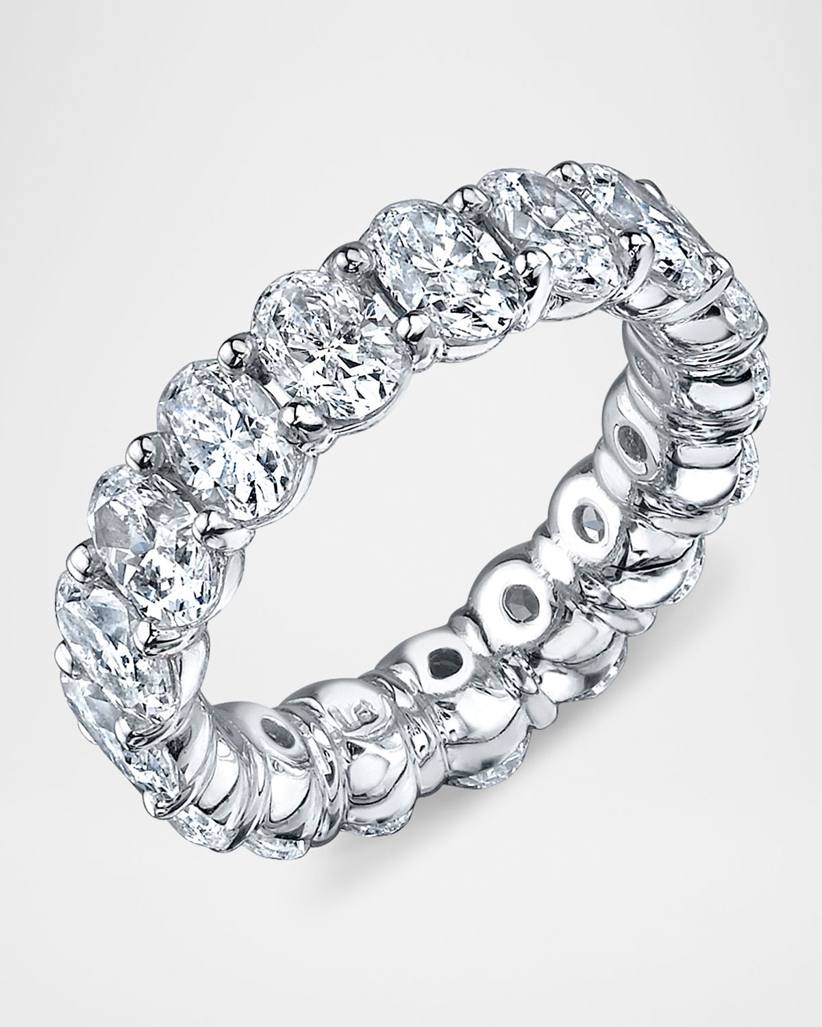 Neiman Marcus Diamonds Platinum Oval-Cut Diamond Buttercup Eternity Band Ring, 4.55tcw