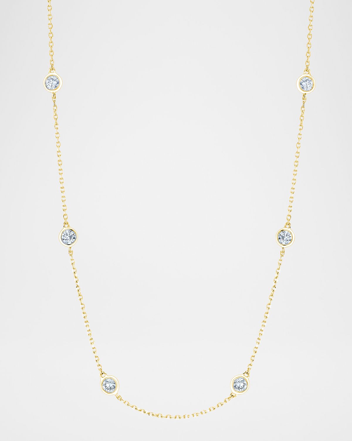Neiman Marcus Diamonds 18K Gold Handmade Bezel Diamond Station Chain Necklace