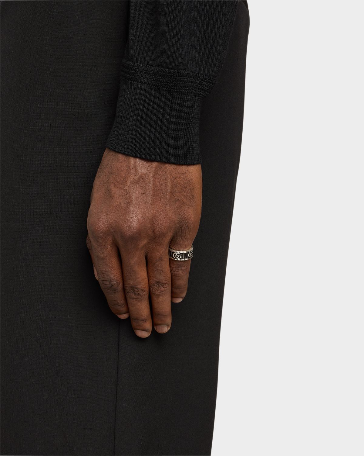 Gucci Men 's GG Marmont Band Ring in Aged Silver, 8mm