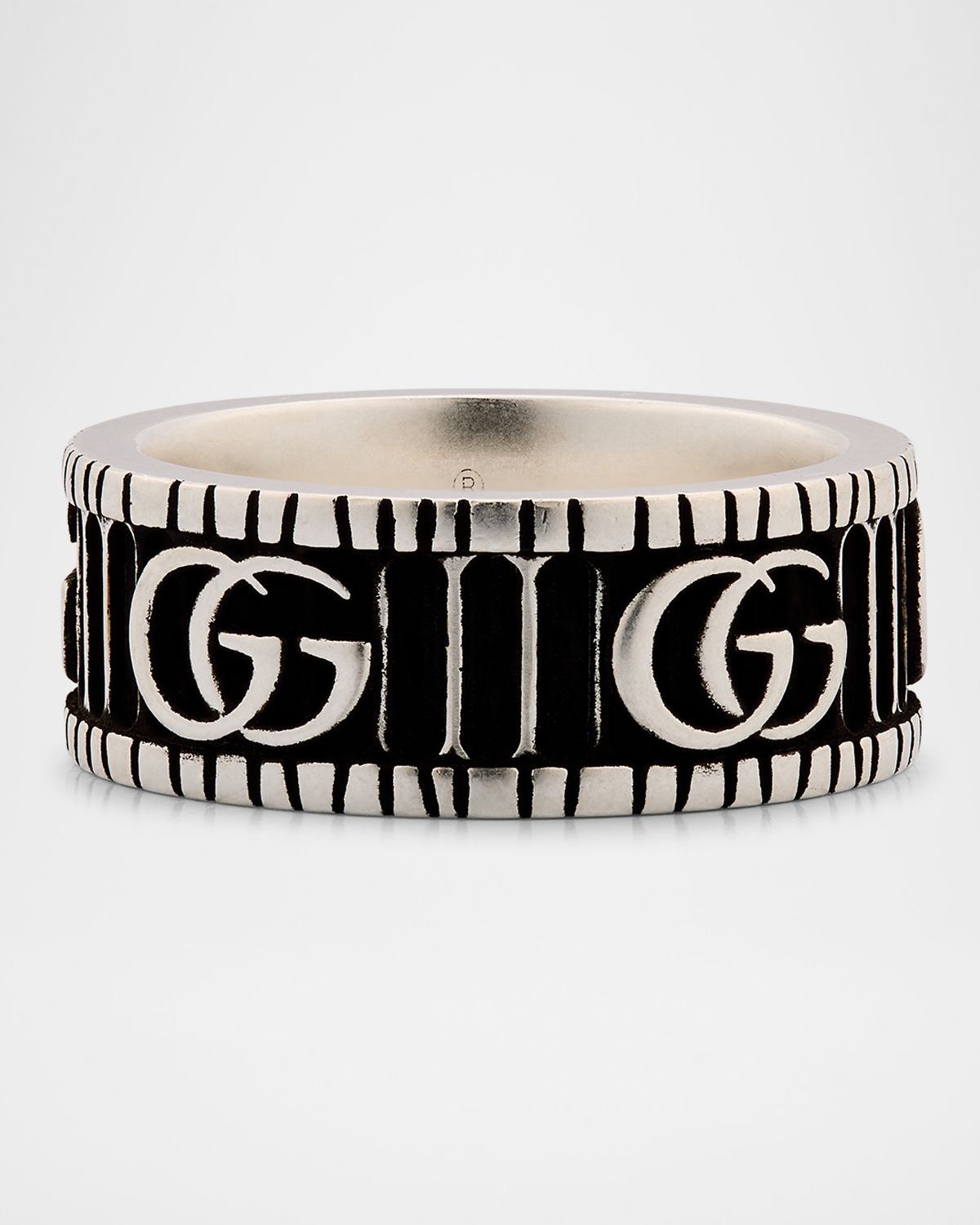 Gucci Men 's GG Marmont Band Ring in Aged Silver, 8mm