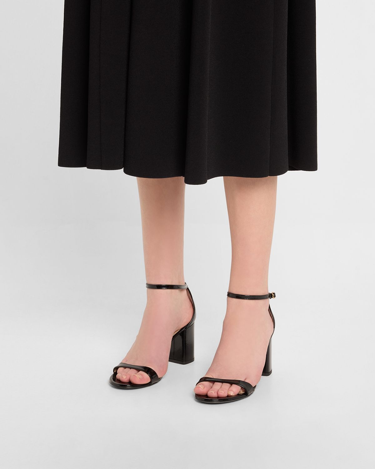 Stuart Weitzman Nudist II Leather Ankle-Strap Sandals