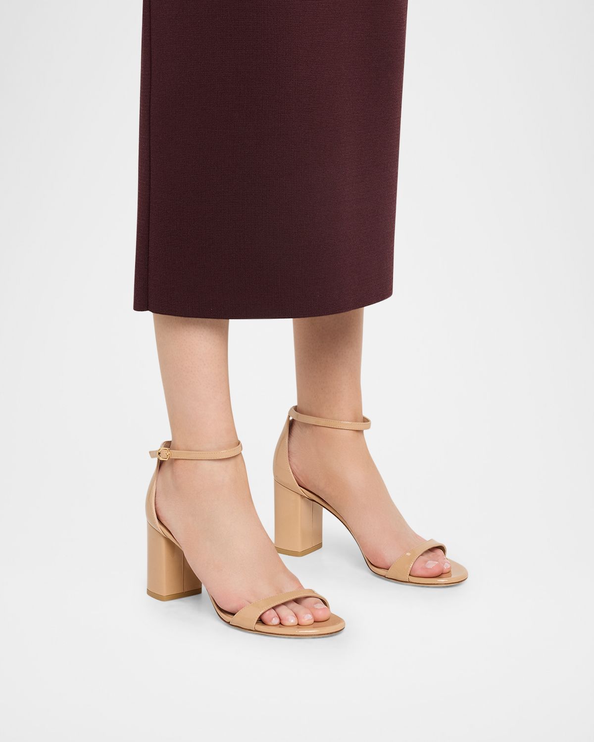 Stuart Weitzman Nudist II Leather Ankle-Strap Sandals | Thumbnail 6