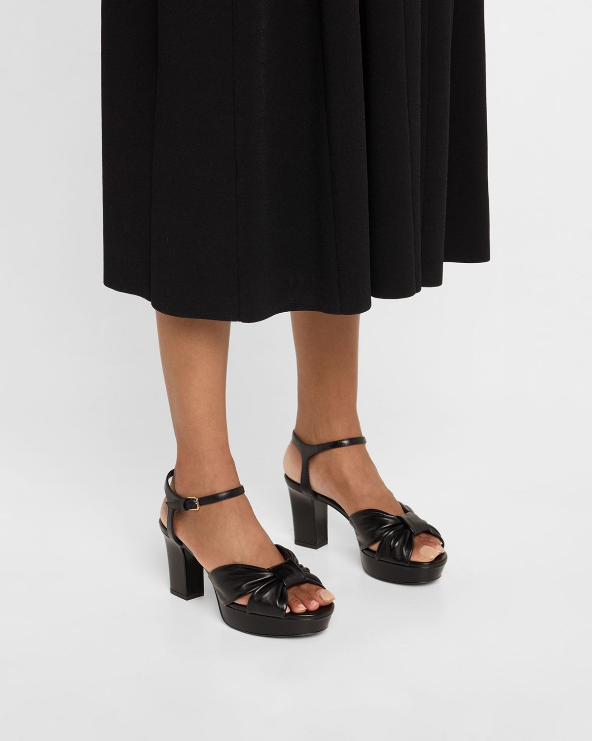 Jimmy Choo Heloise Leather Knot Platform Sandals