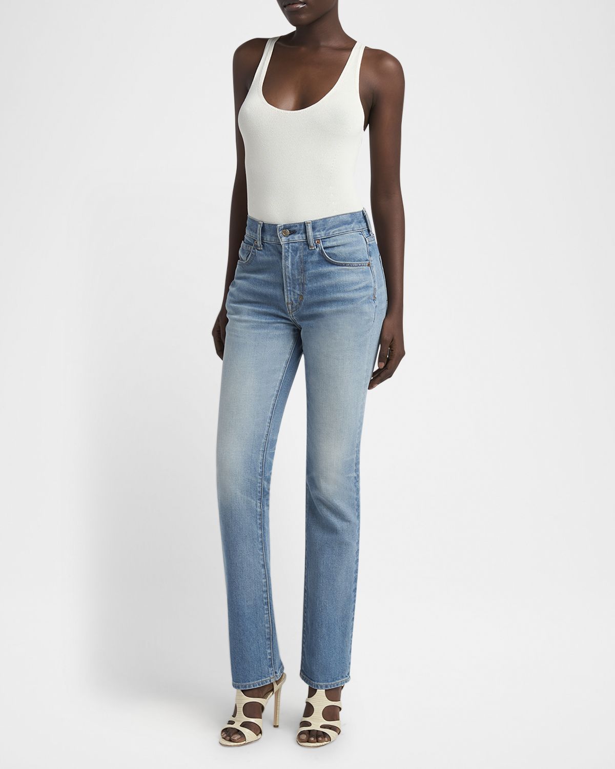 TOM FORD Summer Stone Washed Denim Straight-Leg Pants