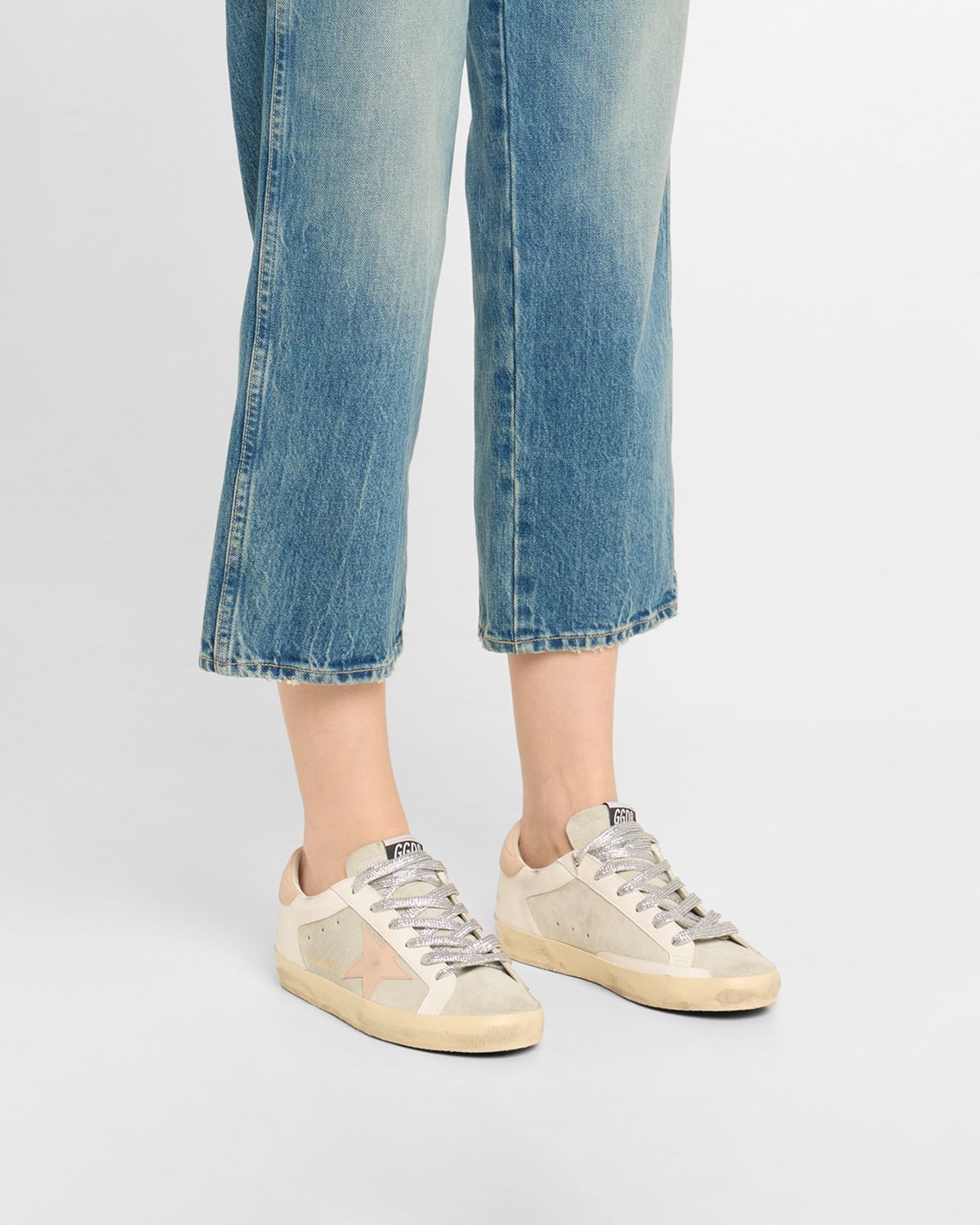 Golden Goose Super-Star Mixed Leather Low-Top Sneakers
